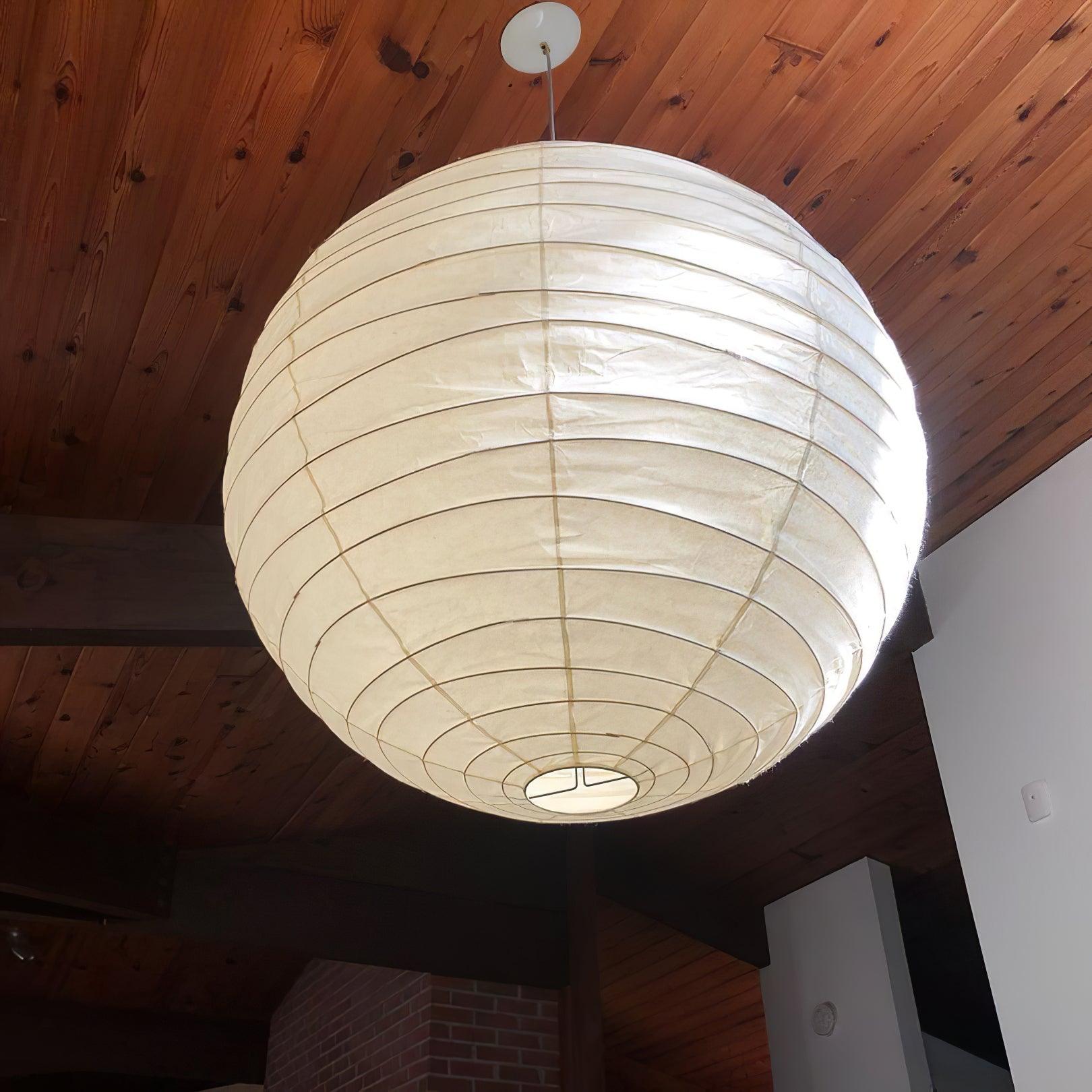 Luna Pendant Light Japanese Paper Globe - Lamp Copper