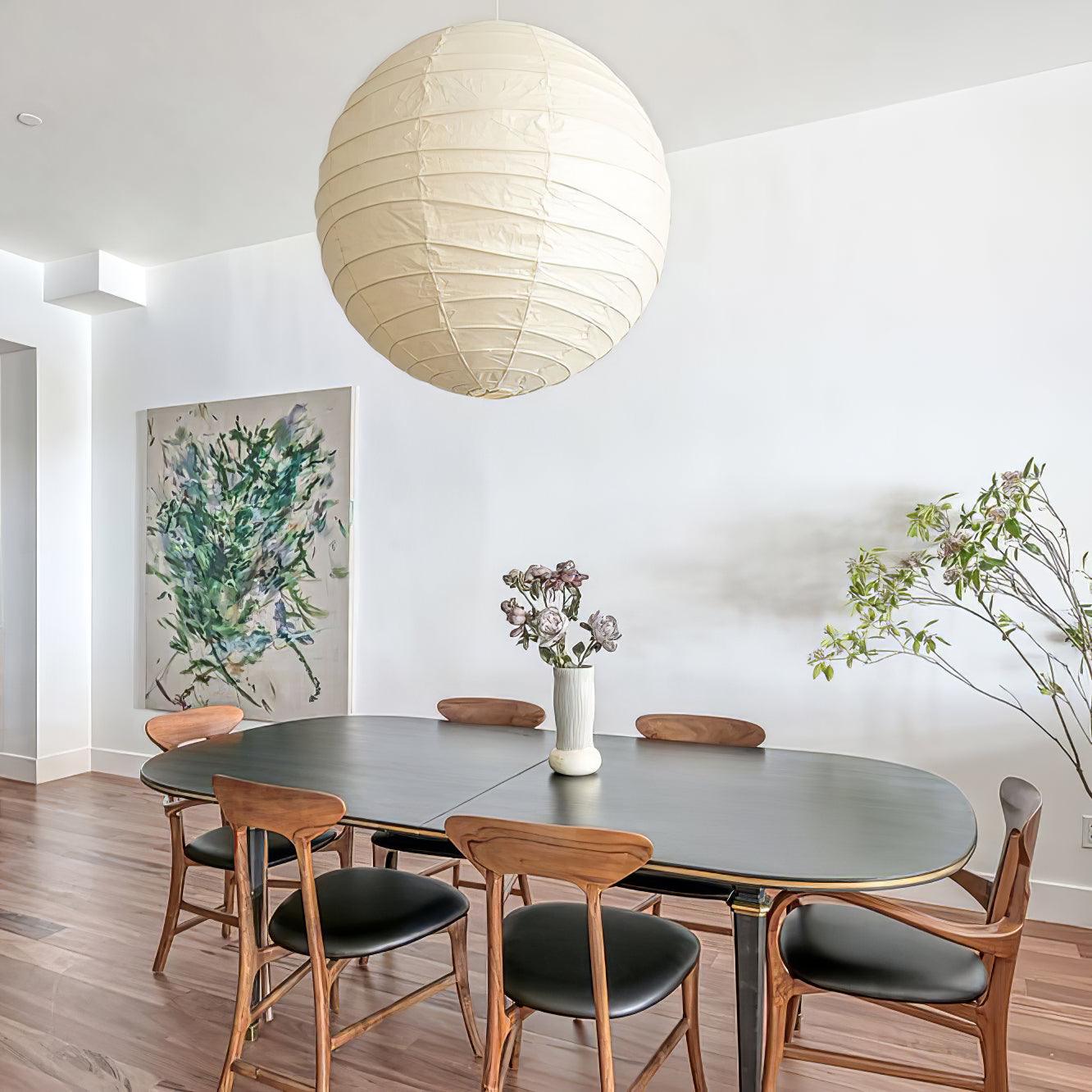 Luna Pendant Light Japanese Paper Globe - Lamp Copper