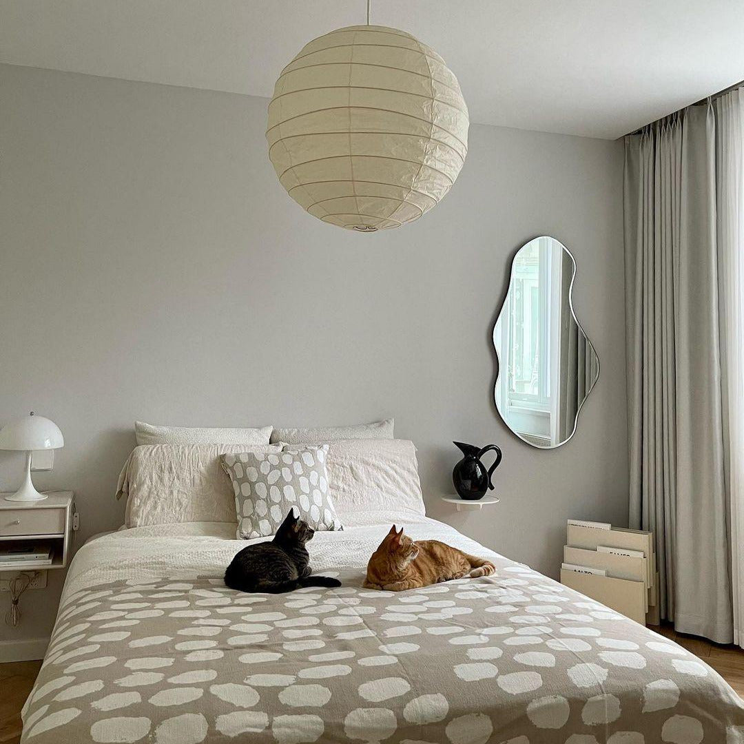 Luna Pendant Light Japanese Paper Globe - Lamp Copper