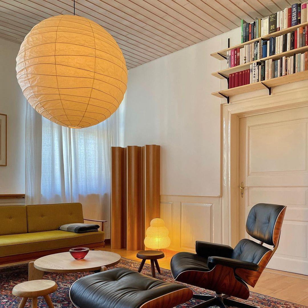 Luna Pendant Light Japanese Paper Globe - Lamp Copper