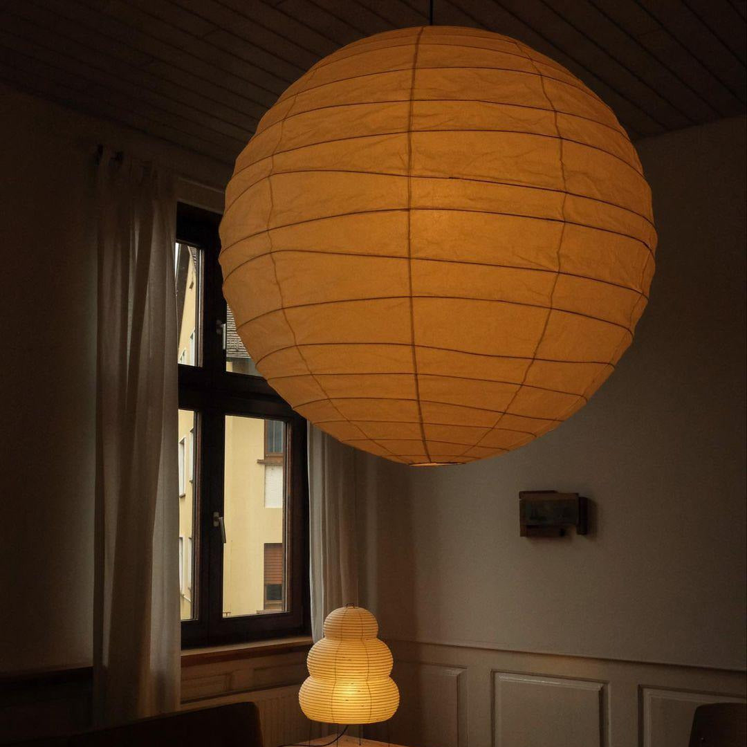 Luna Pendant Light Japanese Paper Globe - Lamp Copper