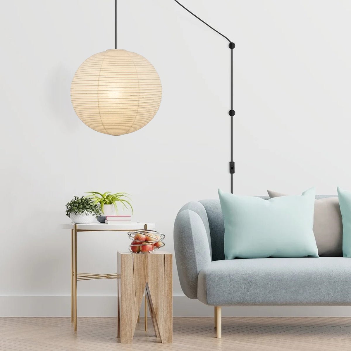 Sylin Pendant Swag Light Mulberry Silk - Lamp Copper