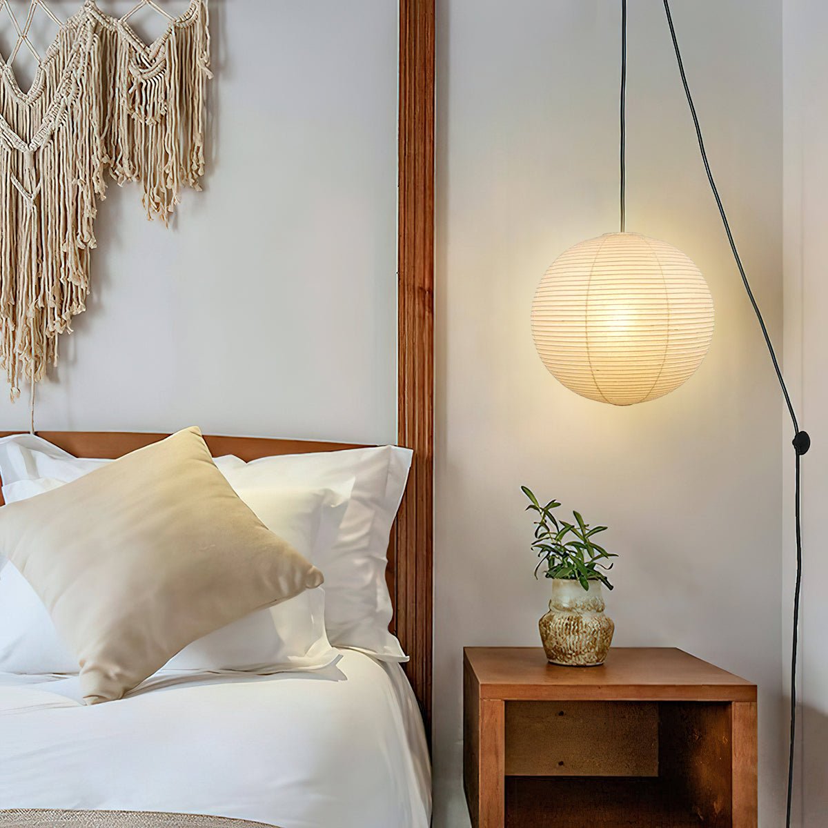 Sylin Pendant Swag Light Mulberry Silk - Lamp Copper