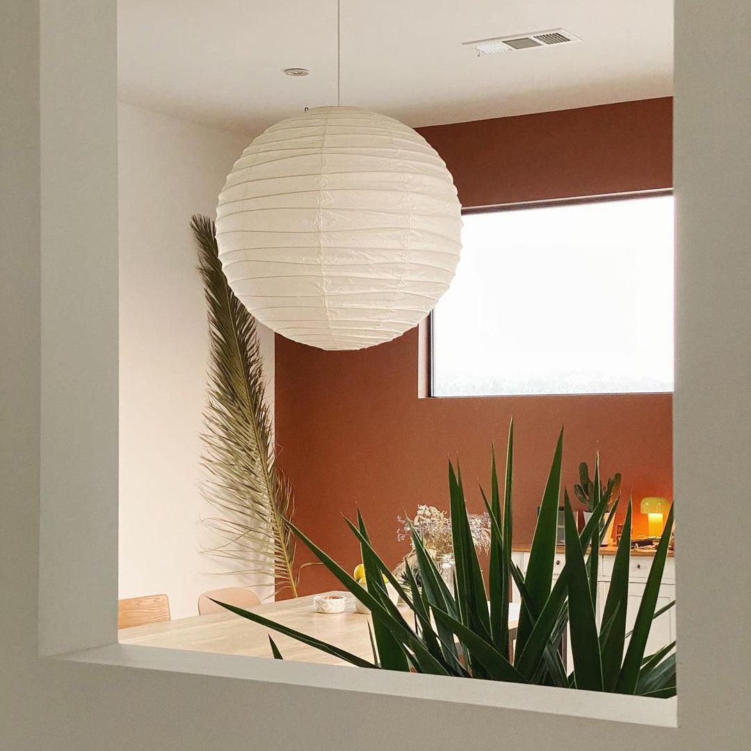 Luna Pendant Light Japanese Paper Globe - Lamp Copper