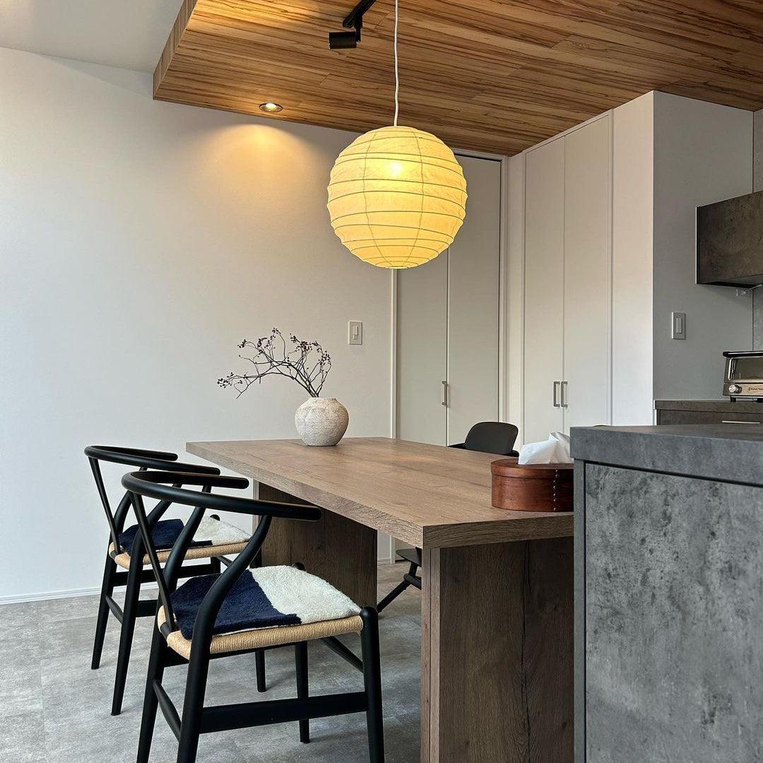 Luna Pendant Light Japanese Paper Globe - Lamp Copper