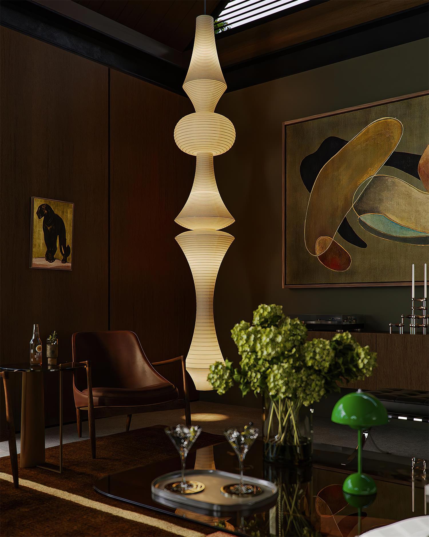 Zyora Sculptural Paper Pendant Lamp - Lamp Copper