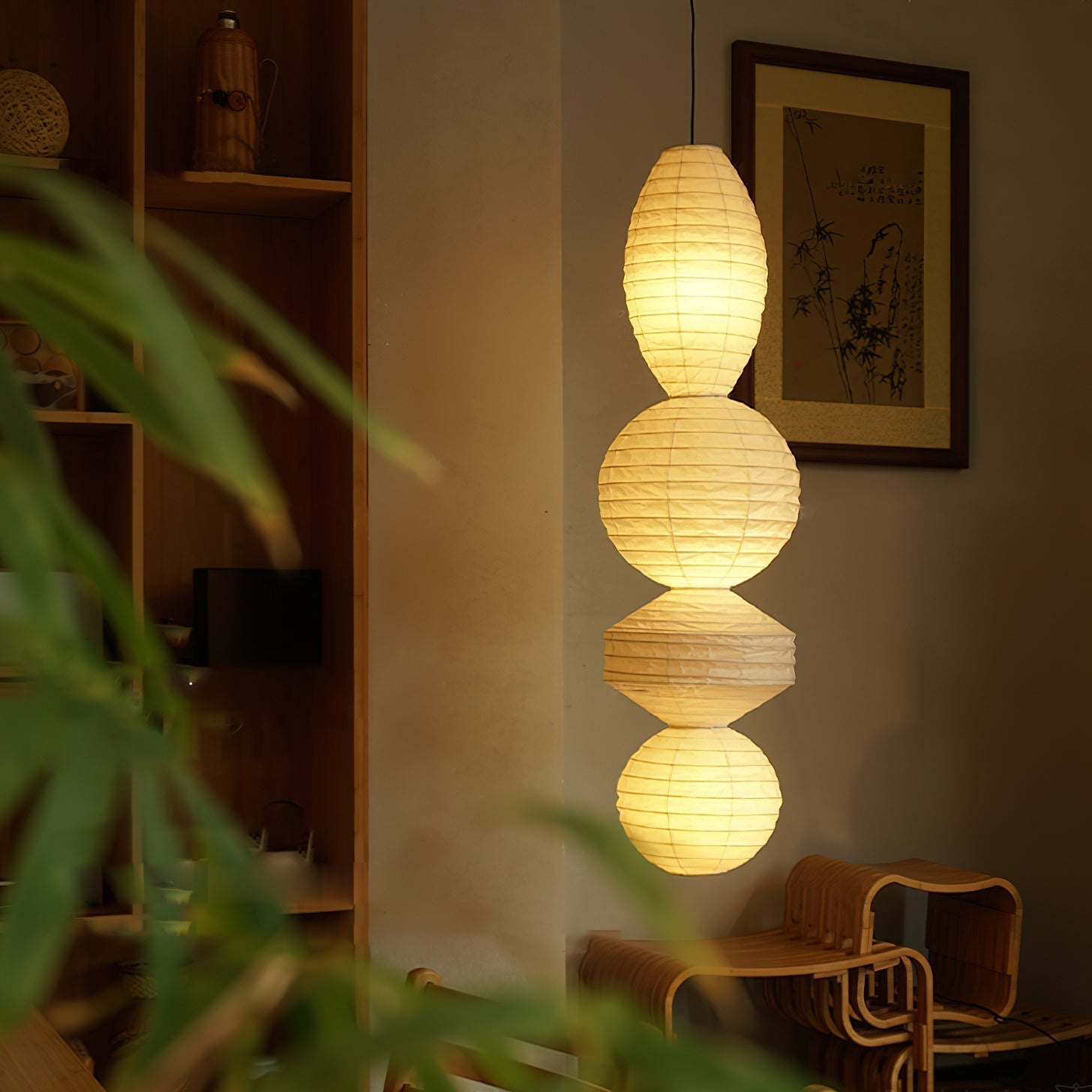 Nami Pendant Light Paper Lantern Wabi-sabi - Lamp Copper