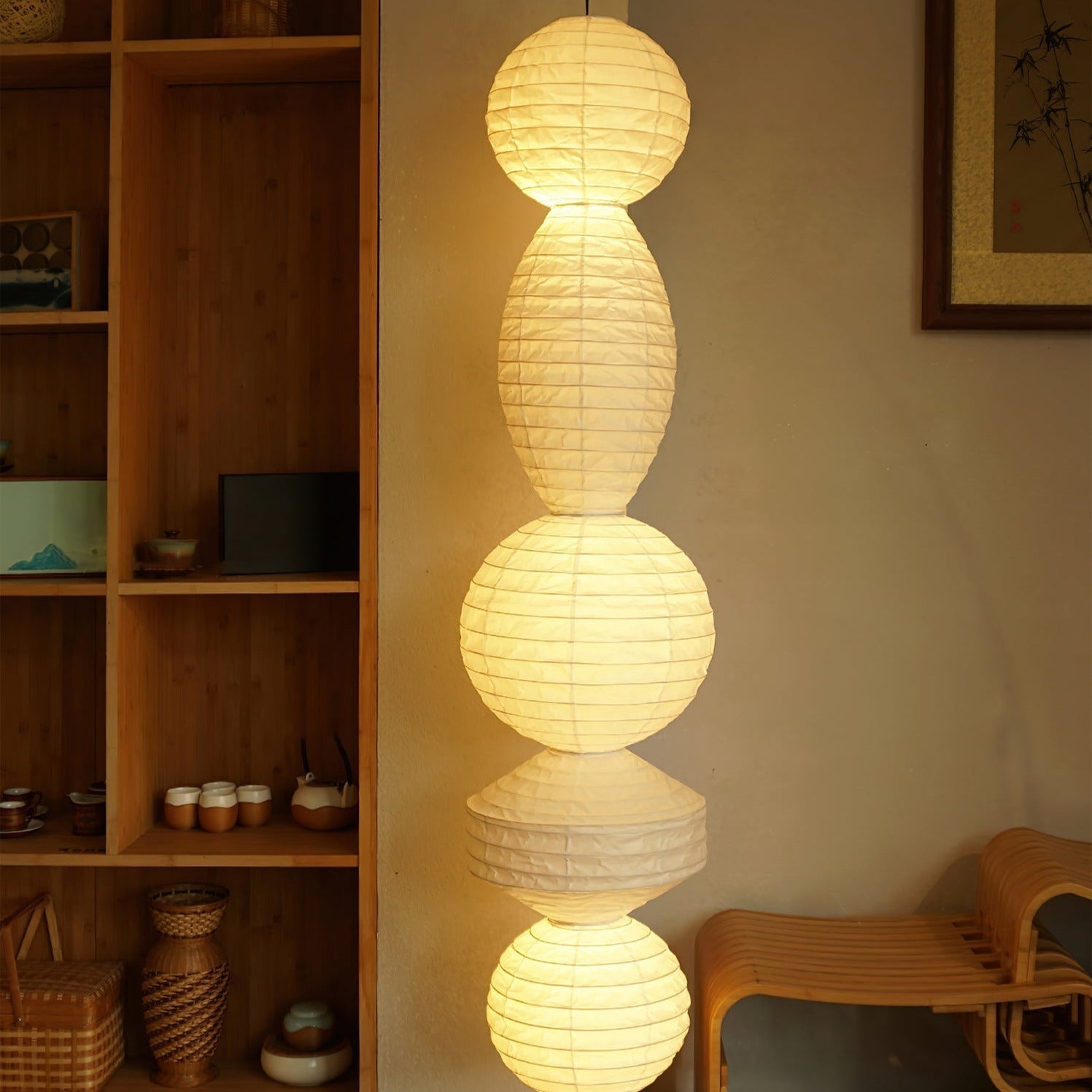 Nami Pendant Light Paper Lantern Wabi-sabi - Lamp Copper