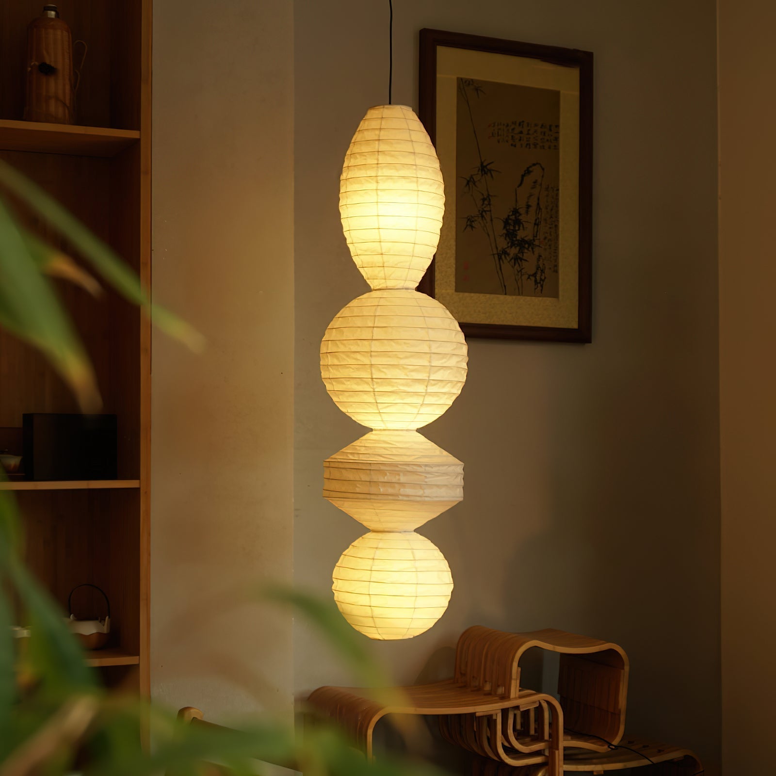 Nami Pendant Light Paper Lantern Wabi-sabi - Lamp Copper