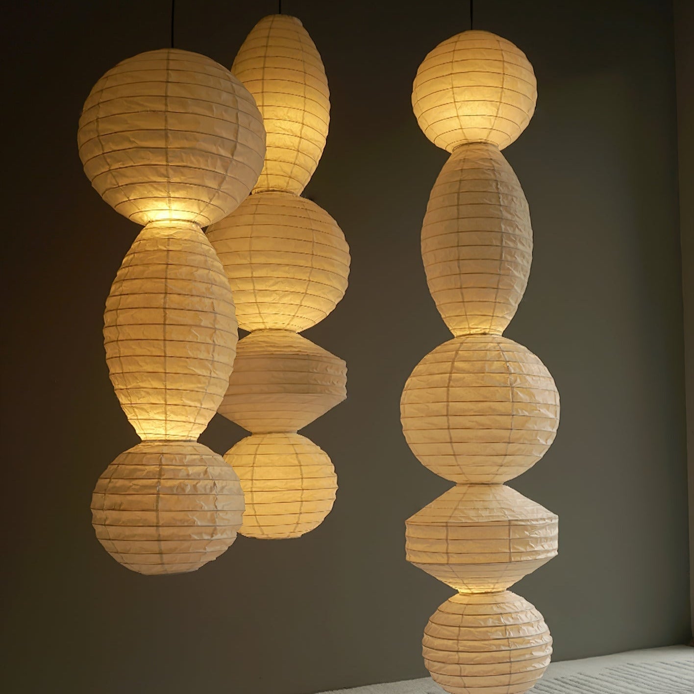 Nami Pendant Light Paper Lantern Wabi-sabi - Lamp Copper