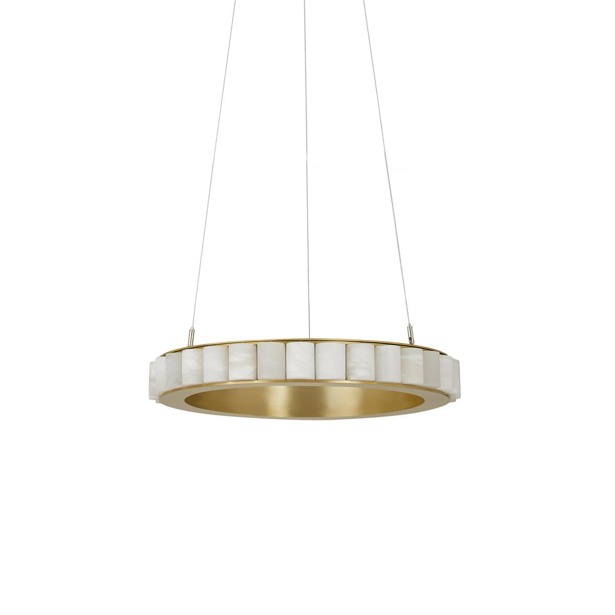 Orion Double Ring Alabaster Chandelier - Lamp Copper