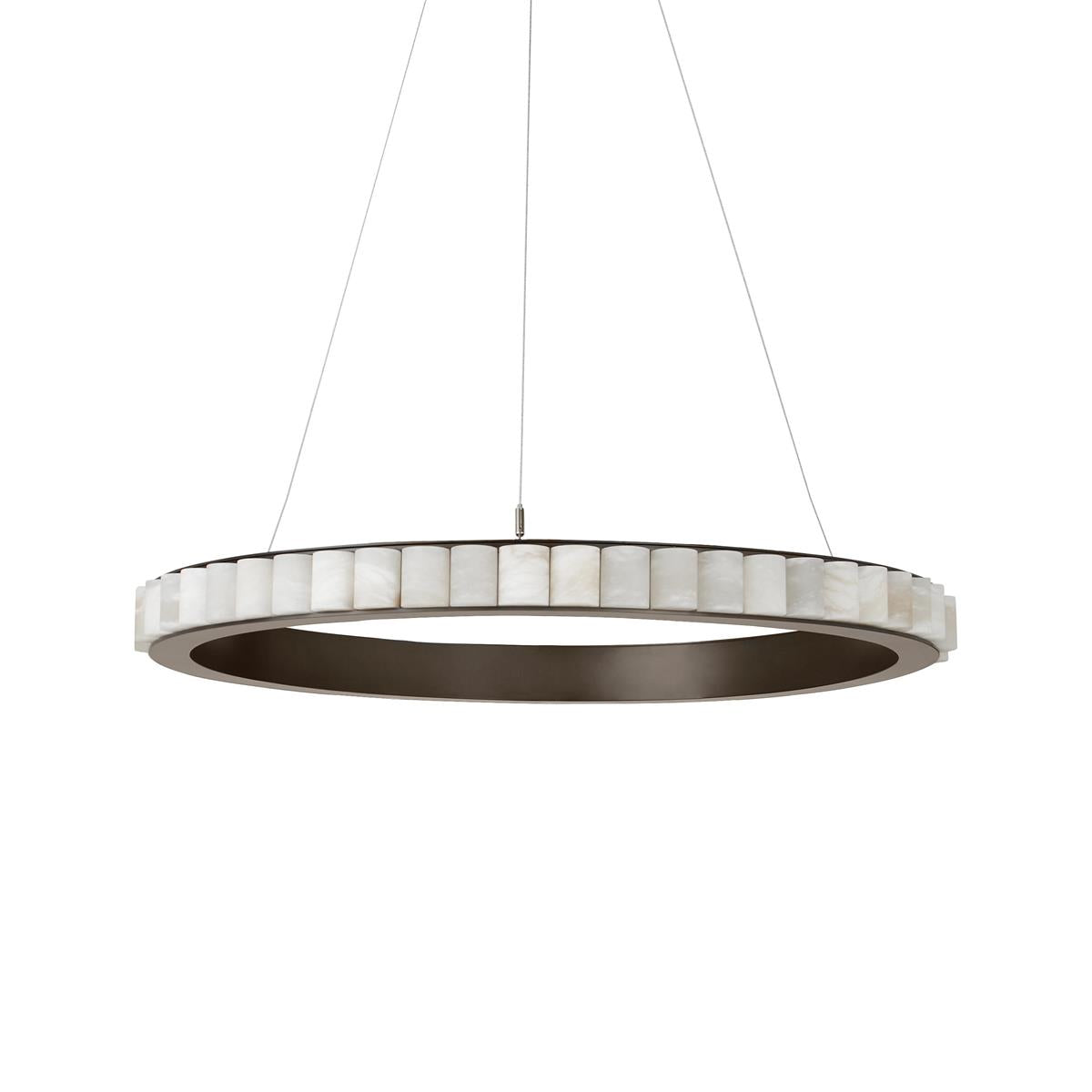 Orion Double Ring Alabaster Chandelier - Lamp Copper