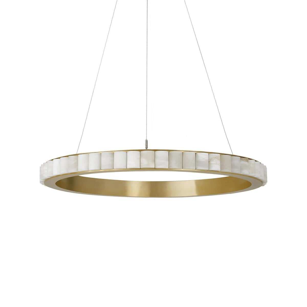 Orion Double Ring Alabaster Chandelier - Lamp Copper