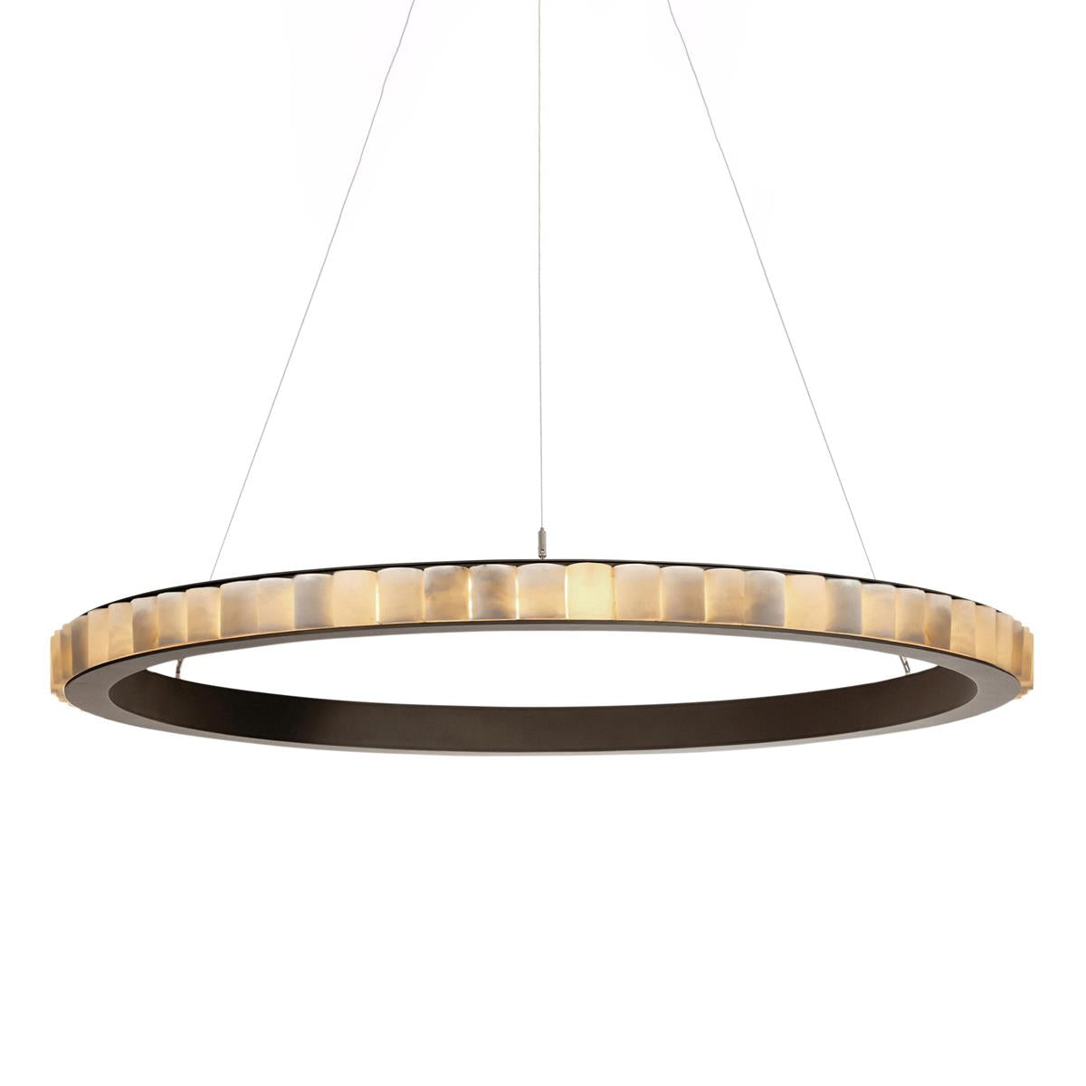 Orion Double Ring Alabaster Chandelier - Lamp Copper