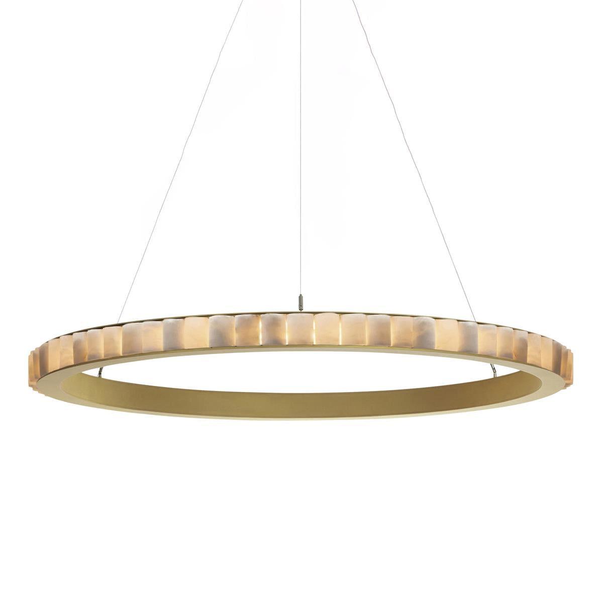 Orion Double Ring Alabaster Chandelier - Lamp Copper