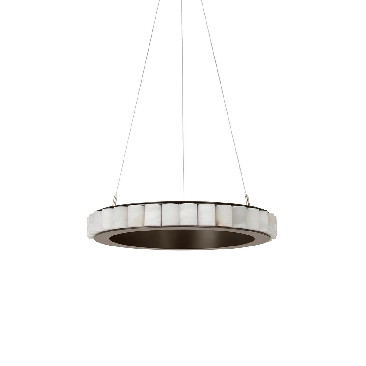 Orion Double Ring Alabaster Chandelier - Lamp Copper