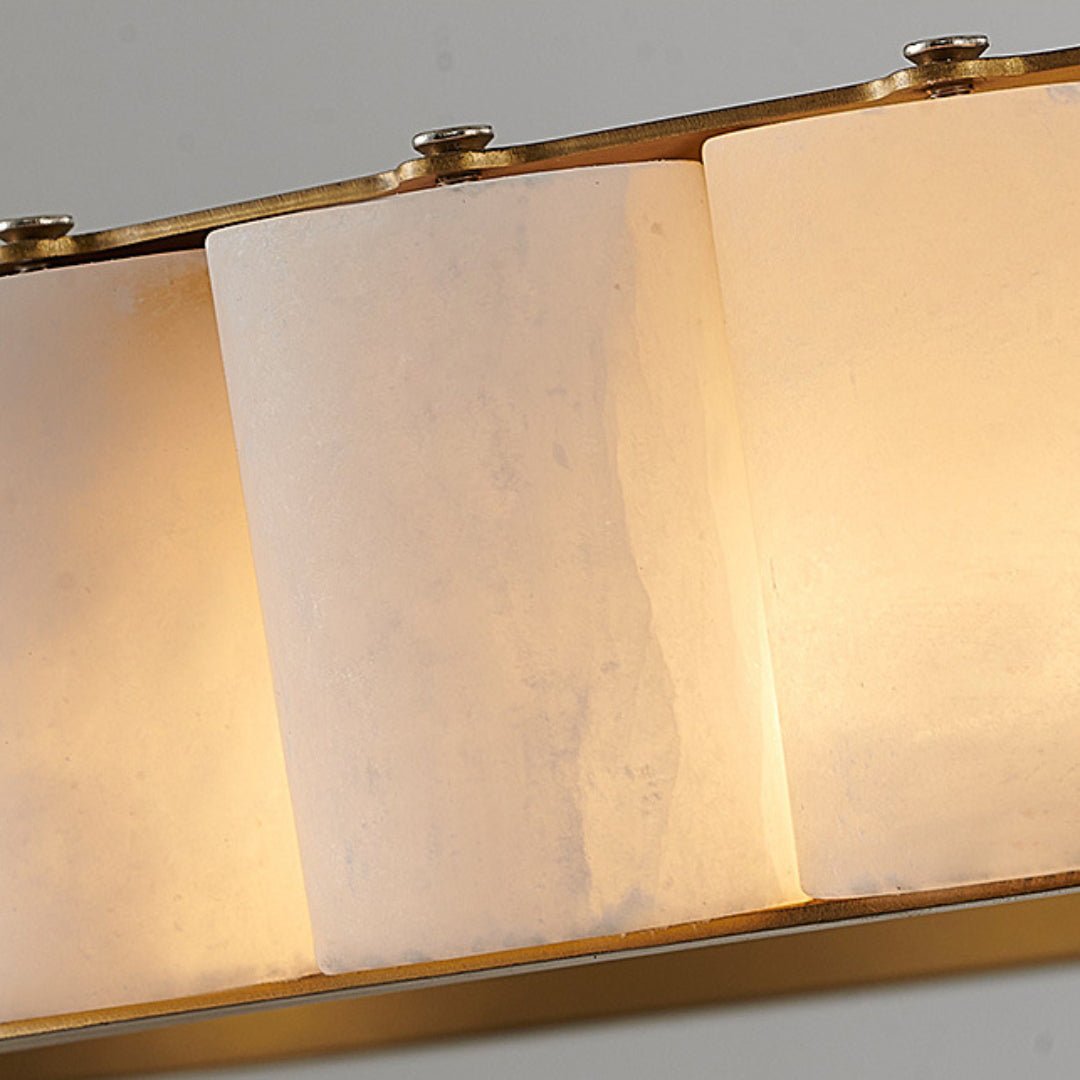 Orion Double Ring Alabaster Chandelier - Lamp Copper