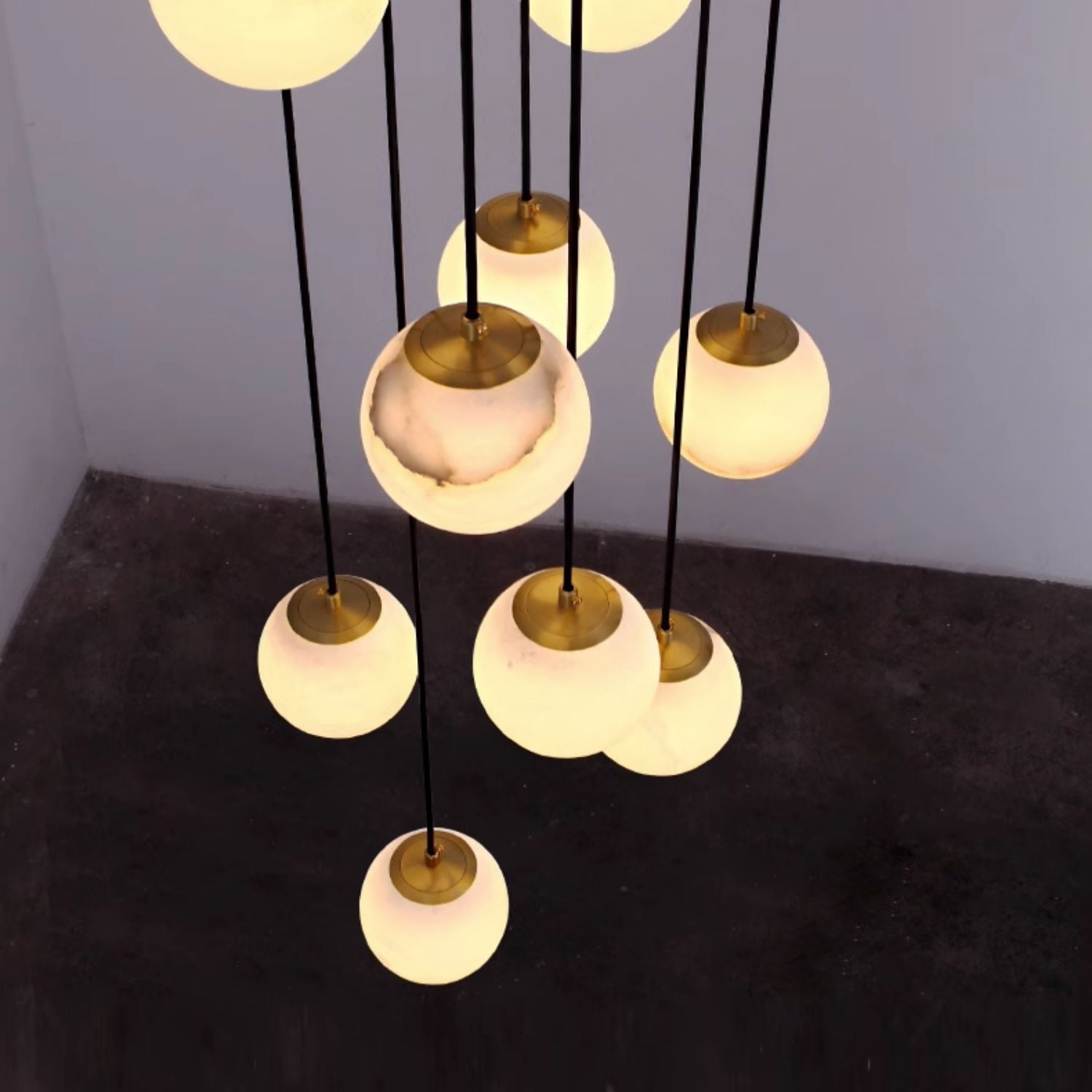 Alabaster Chandelier Balls Cluster - Lamp Copper