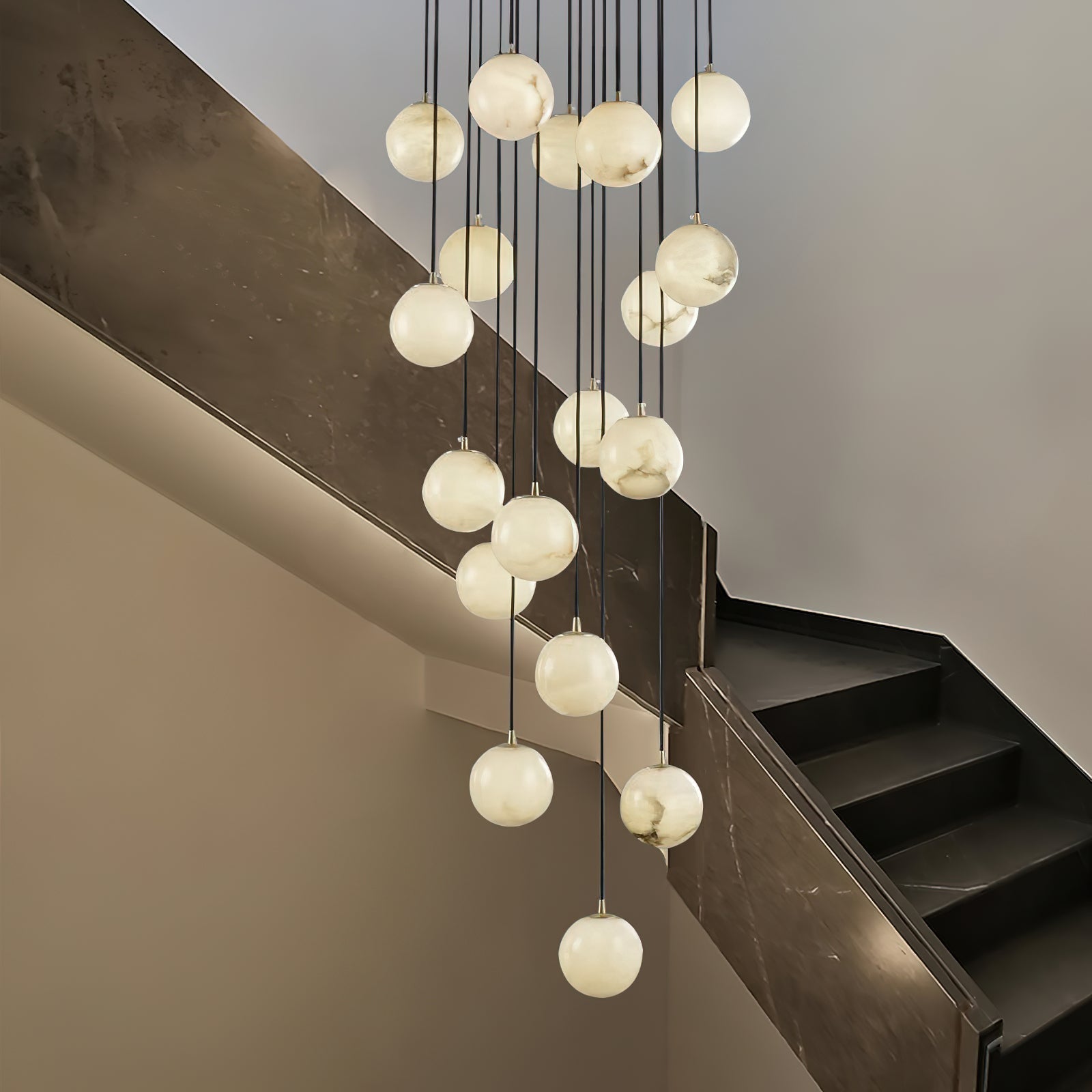 Gloruvye Balls Modern Cluster Alabaster Chandelier - Lamp Copper