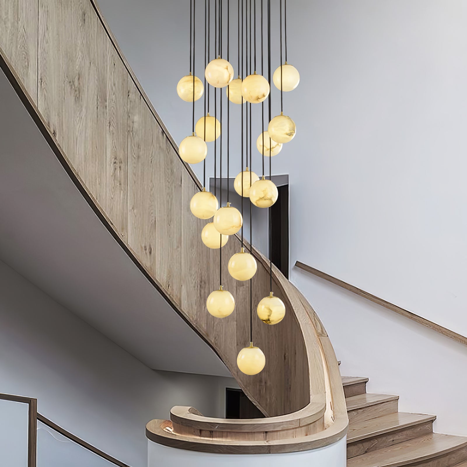 Gloruvye Balls Modern Cluster Alabaster Chandelier - Lamp Copper