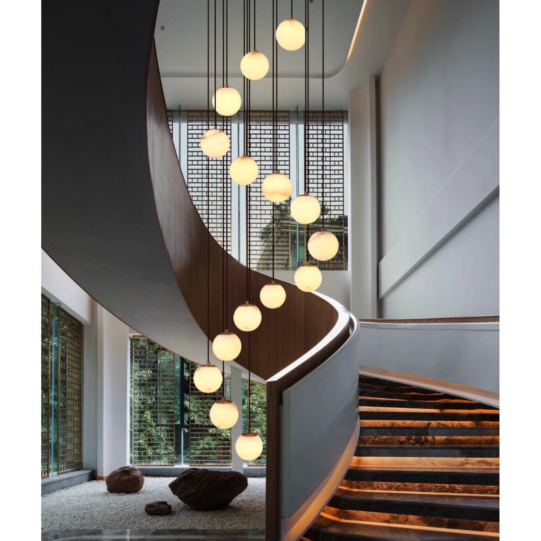 Alabaster Chandelier Balls Cluster - Lamp Copper