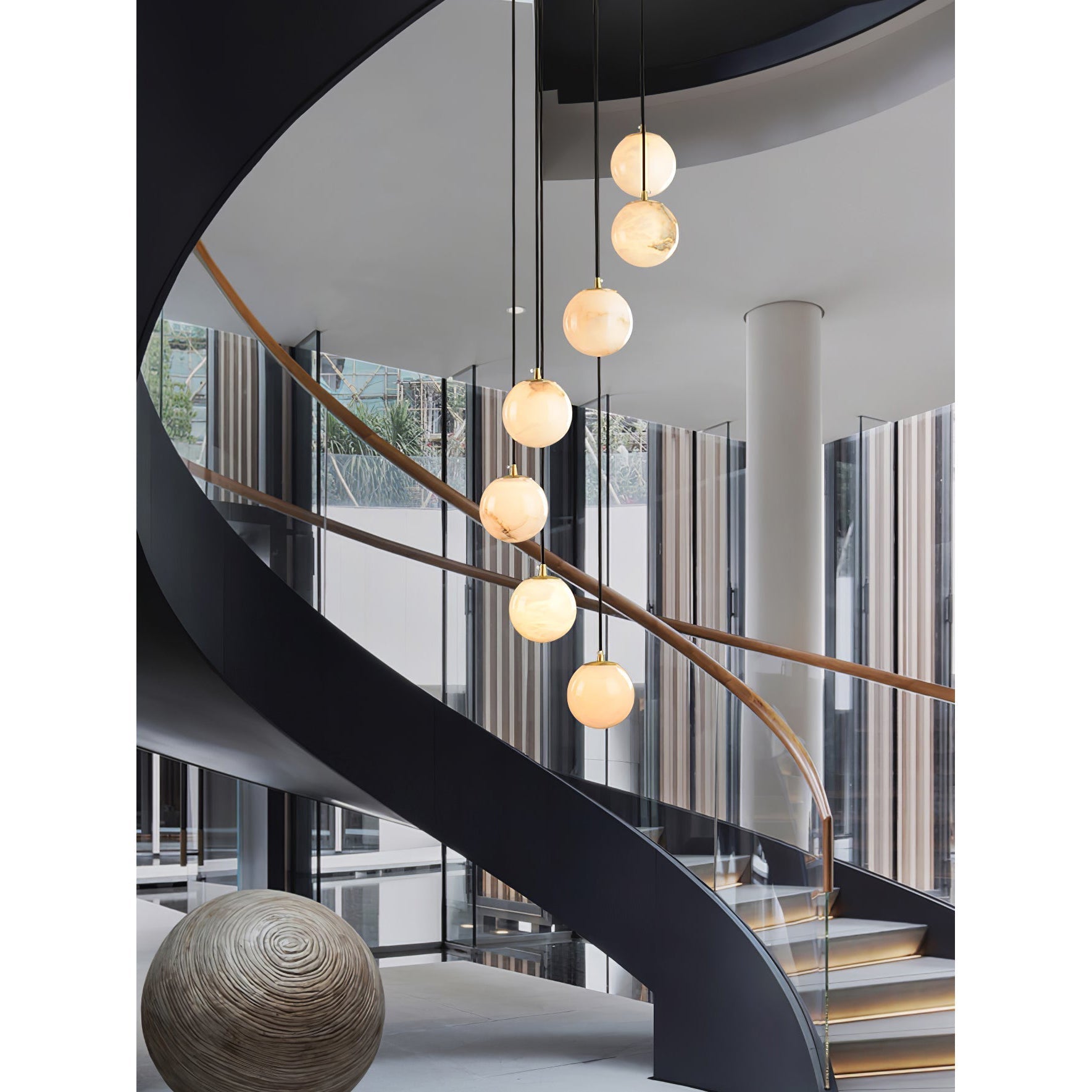 Gloruvye Balls Modern Cluster Alabaster Chandelier - Lamp Copper
