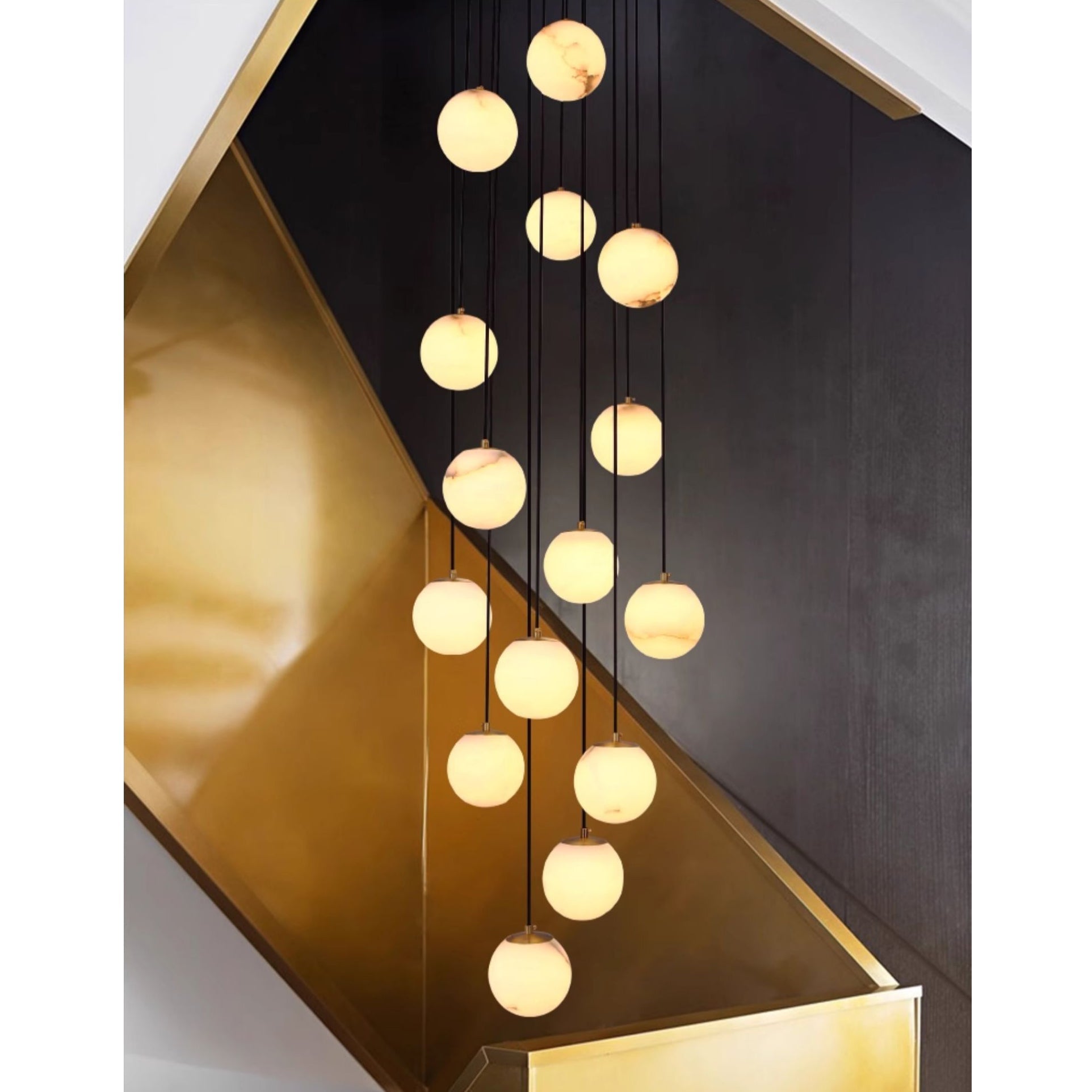 Alabaster Chandelier Balls Cluster - Lamp Copper