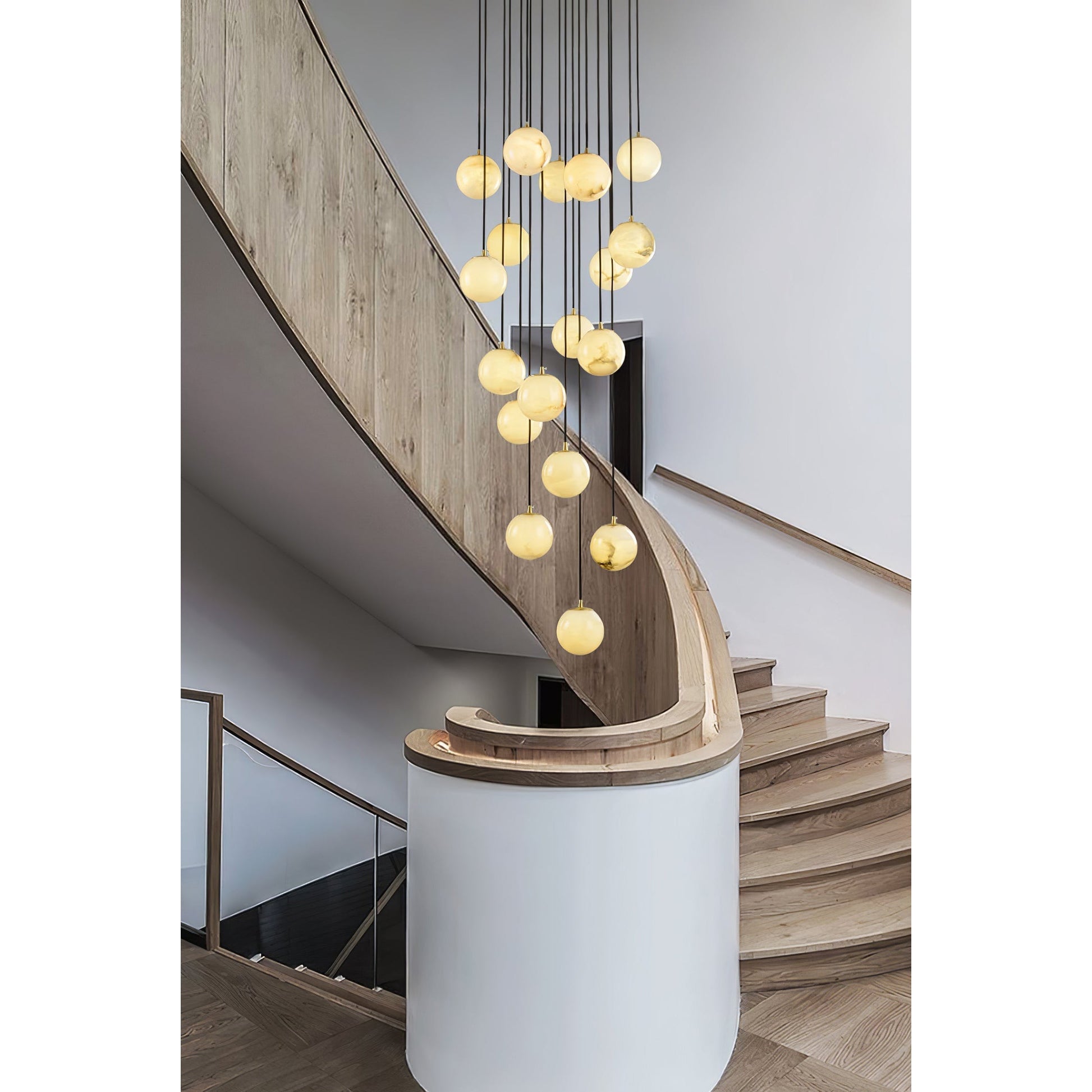 Gloruvye Balls Modern Cluster Alabaster Chandelier - Lamp Copper
