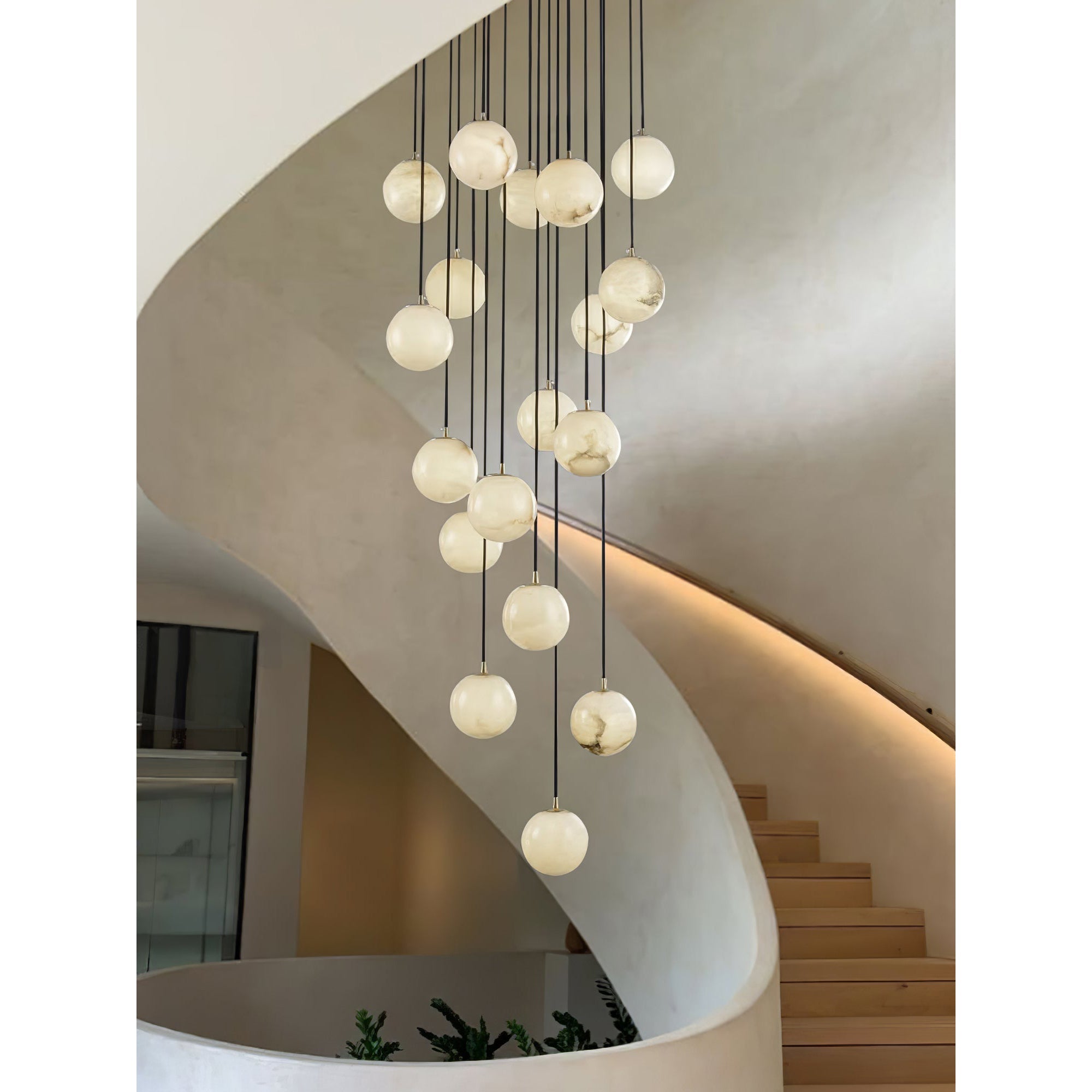 Gloruvye Balls Modern Cluster Alabaster Chandelier - Lamp Copper