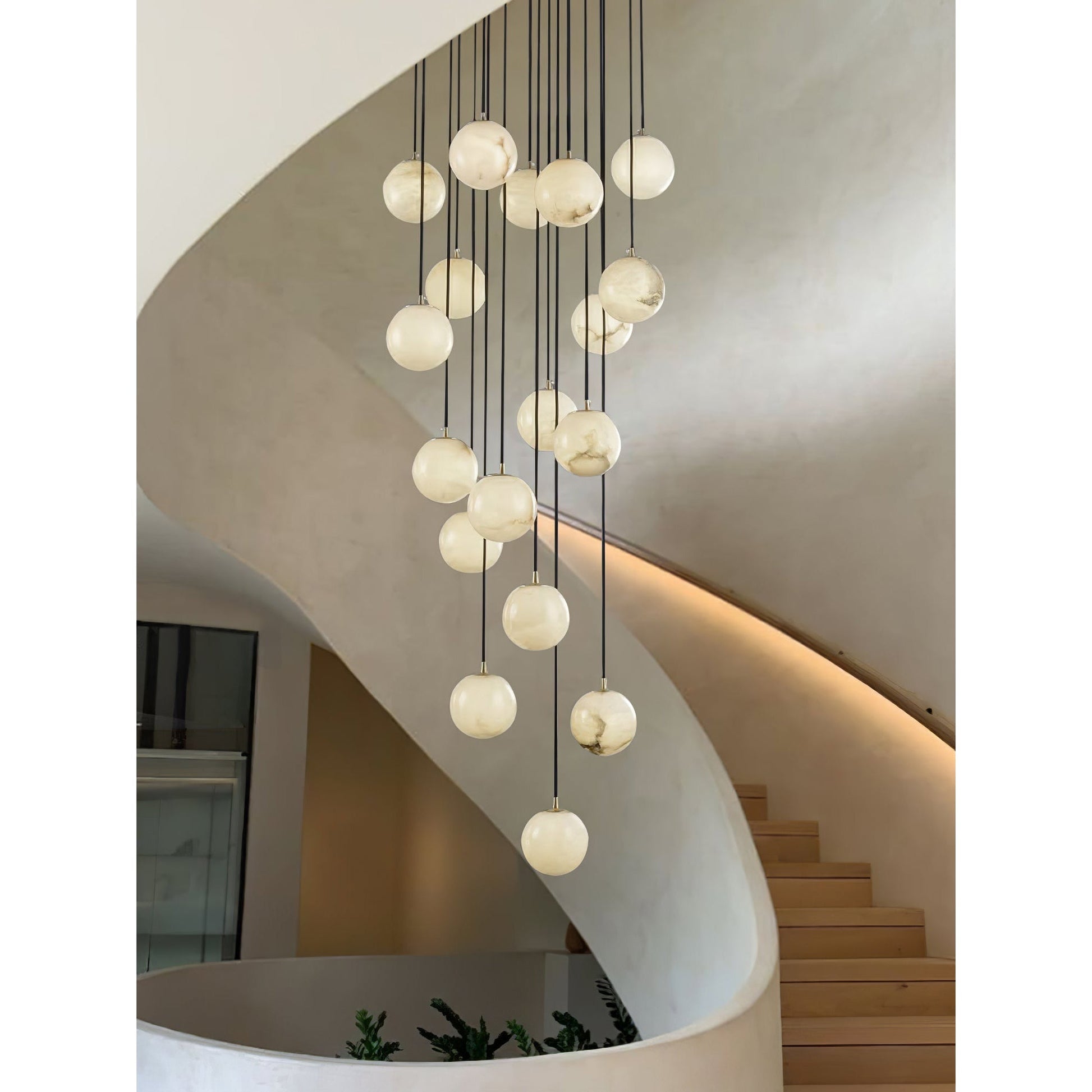 Alabaster Chandelier Balls Cluster - Lamp Copper