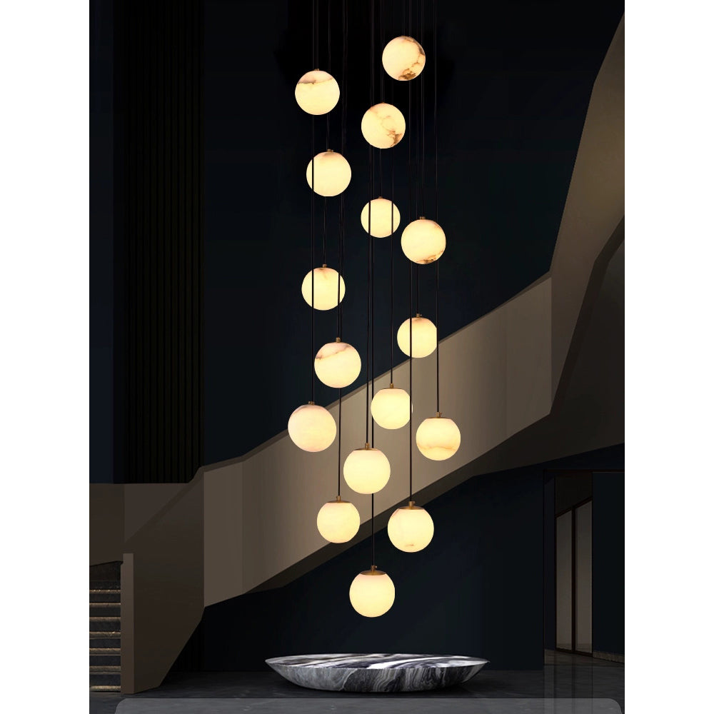 Gloruvye Balls Modern Cluster Alabaster Chandelier - Lamp Copper