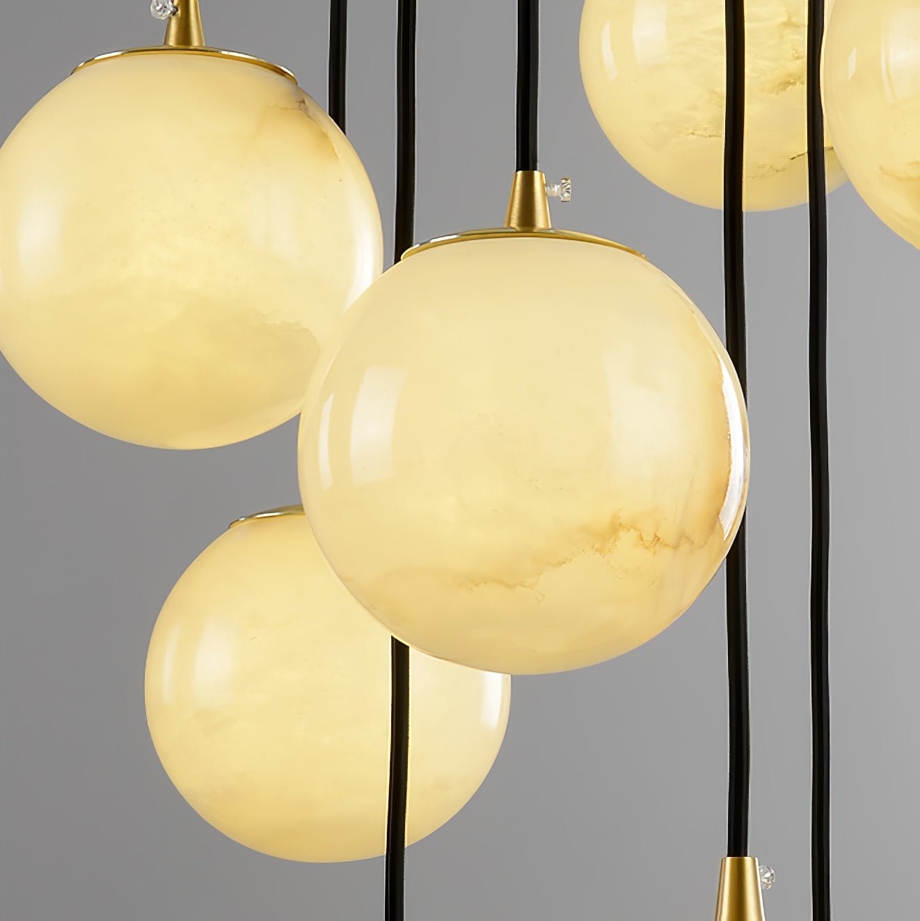 Alabaster Chandelier Balls Cluster - Lamp Copper