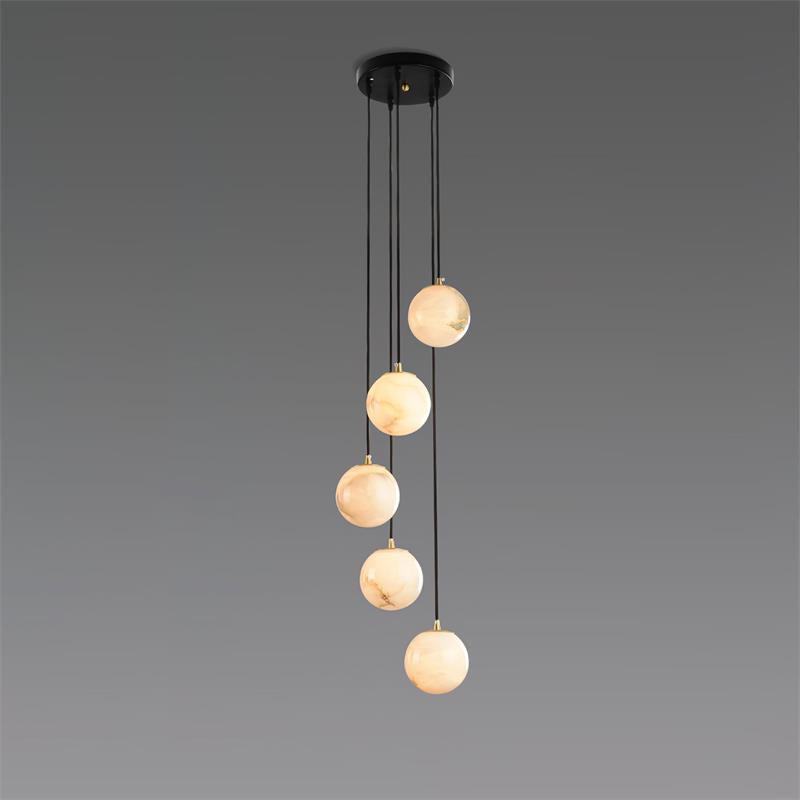 Gloruvye Balls Modern Cluster Alabaster Chandelier - Lamp Copper