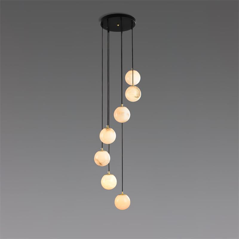 Alabaster Chandelier Balls Cluster - Lamp Copper
