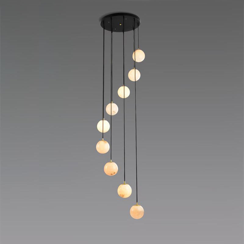 Alabaster Chandelier Balls Cluster - Lamp Copper