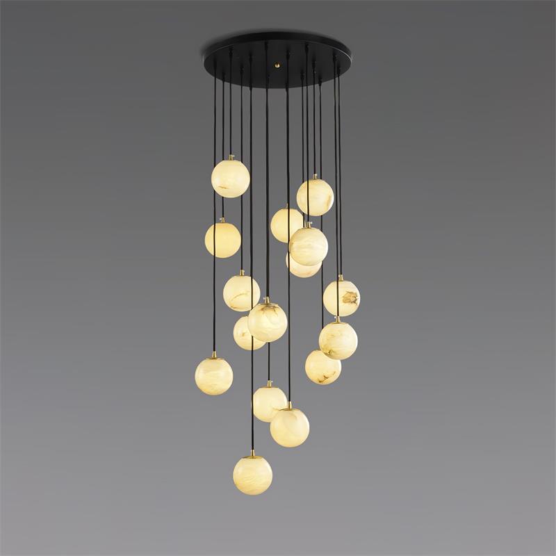 Gloruvye Balls Modern Cluster Alabaster Chandelier - Lamp Copper