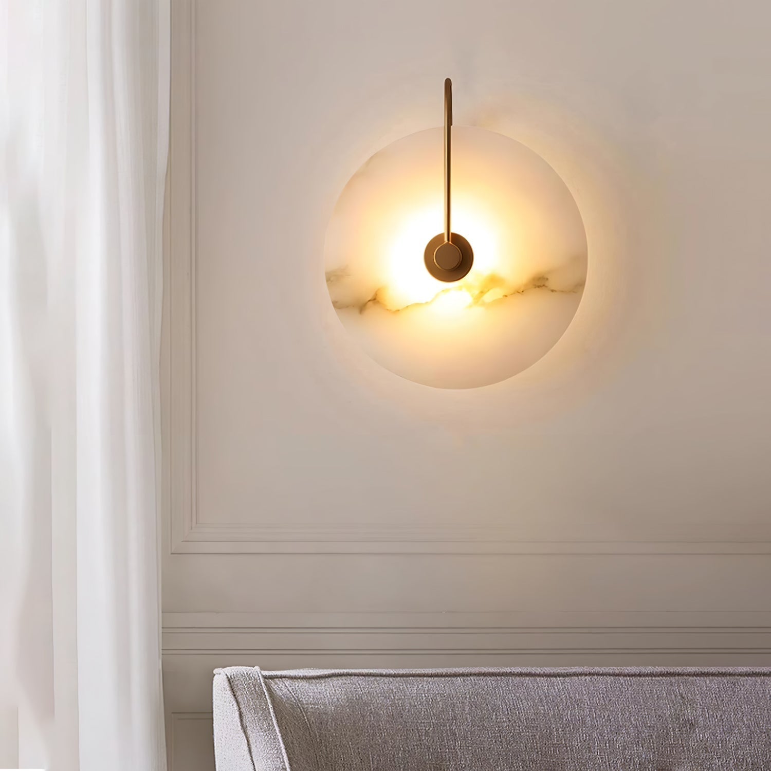 Kristy Alabaster LED Wall Lamp Round Iconic Circular - Lamp Copper