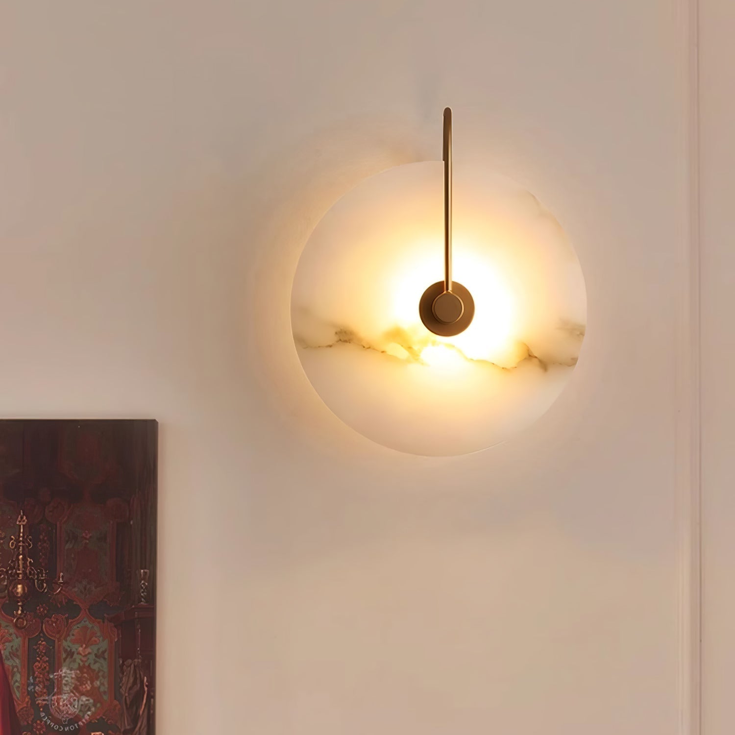 Kristy Alabaster LED Wall Lamp Round Iconic Circular - Lamp Copper