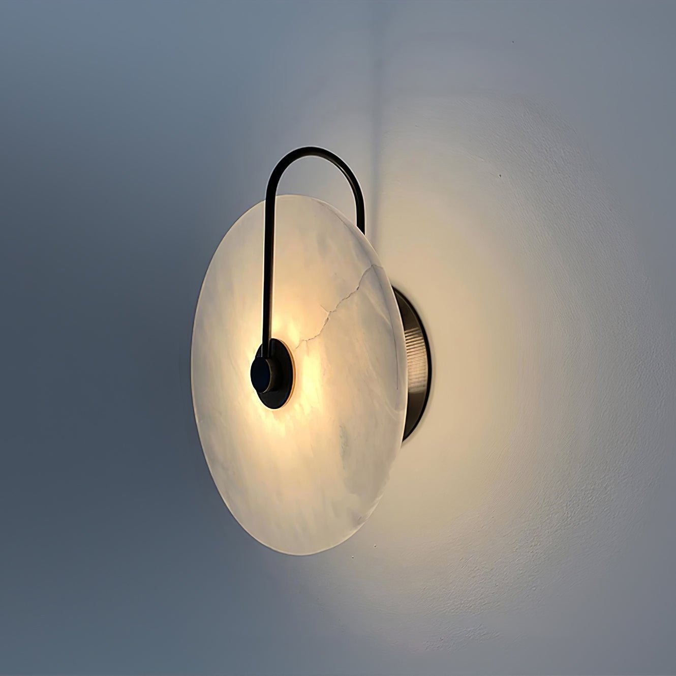 Kristy Alabaster LED Wall Lamp Round Iconic Circular - Lamp Copper