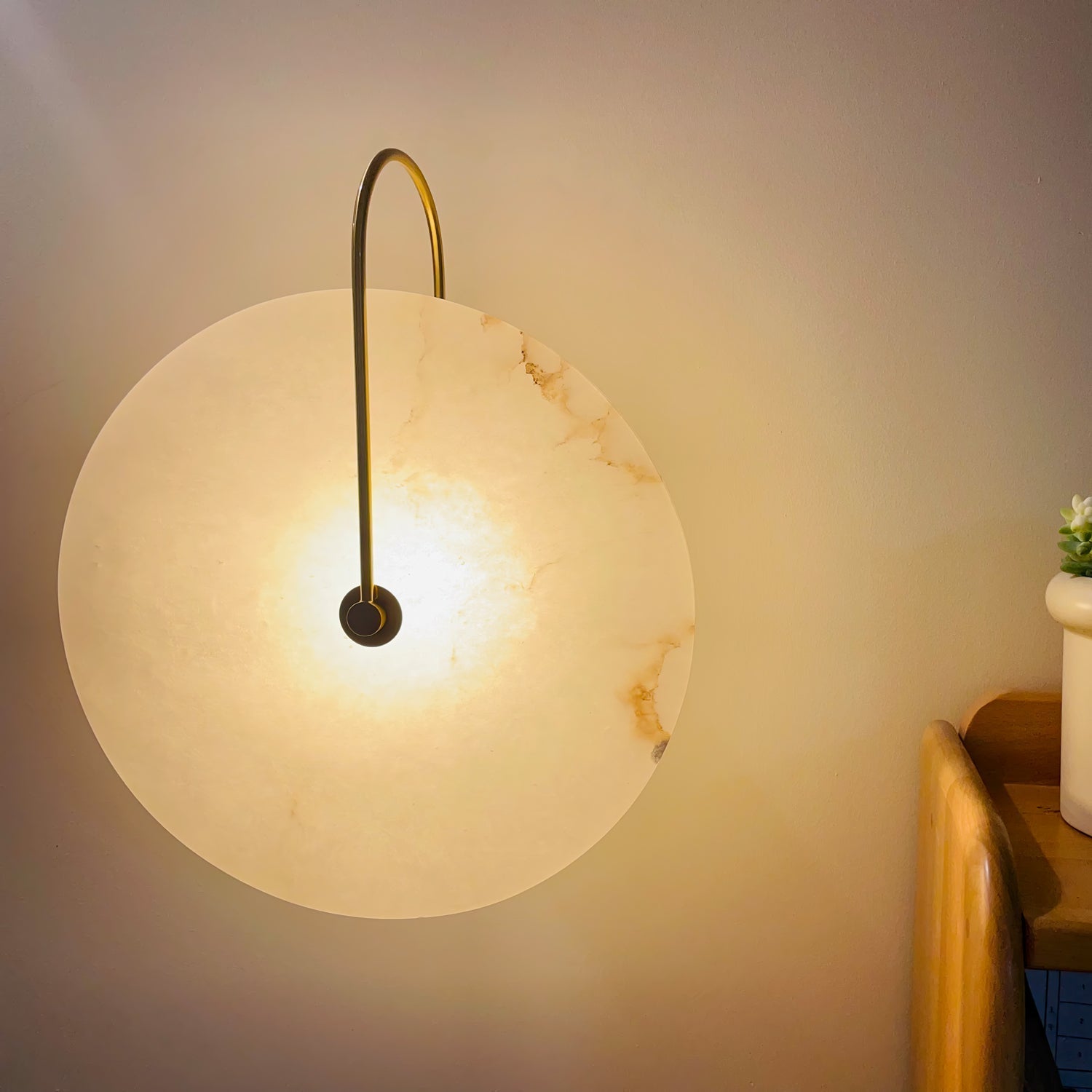 Kristy Alabaster LED Wall Lamp Round Iconic Circular - Lamp Copper