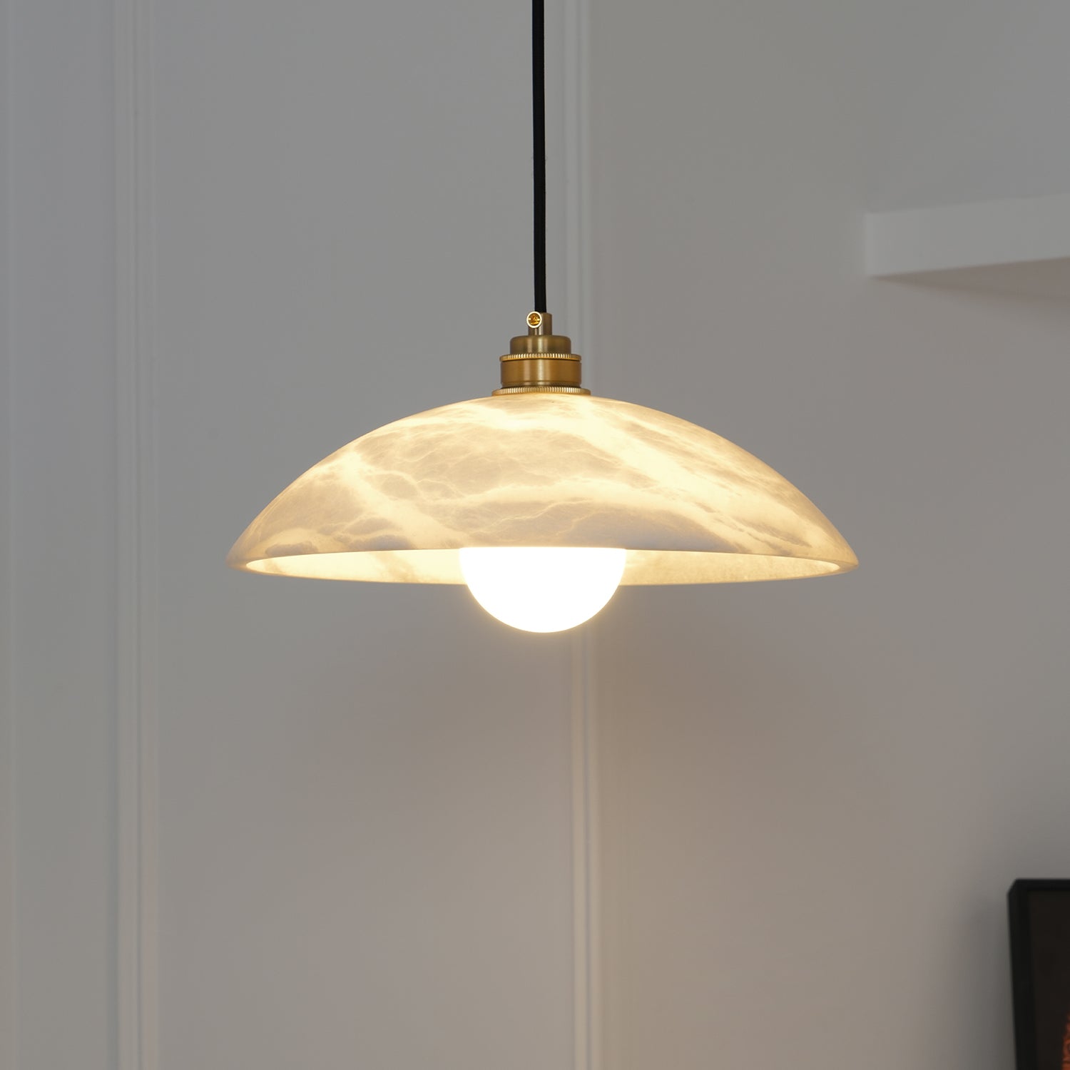 Delin Dome Pendant Light Alabaster &Brass - Lamp Copper