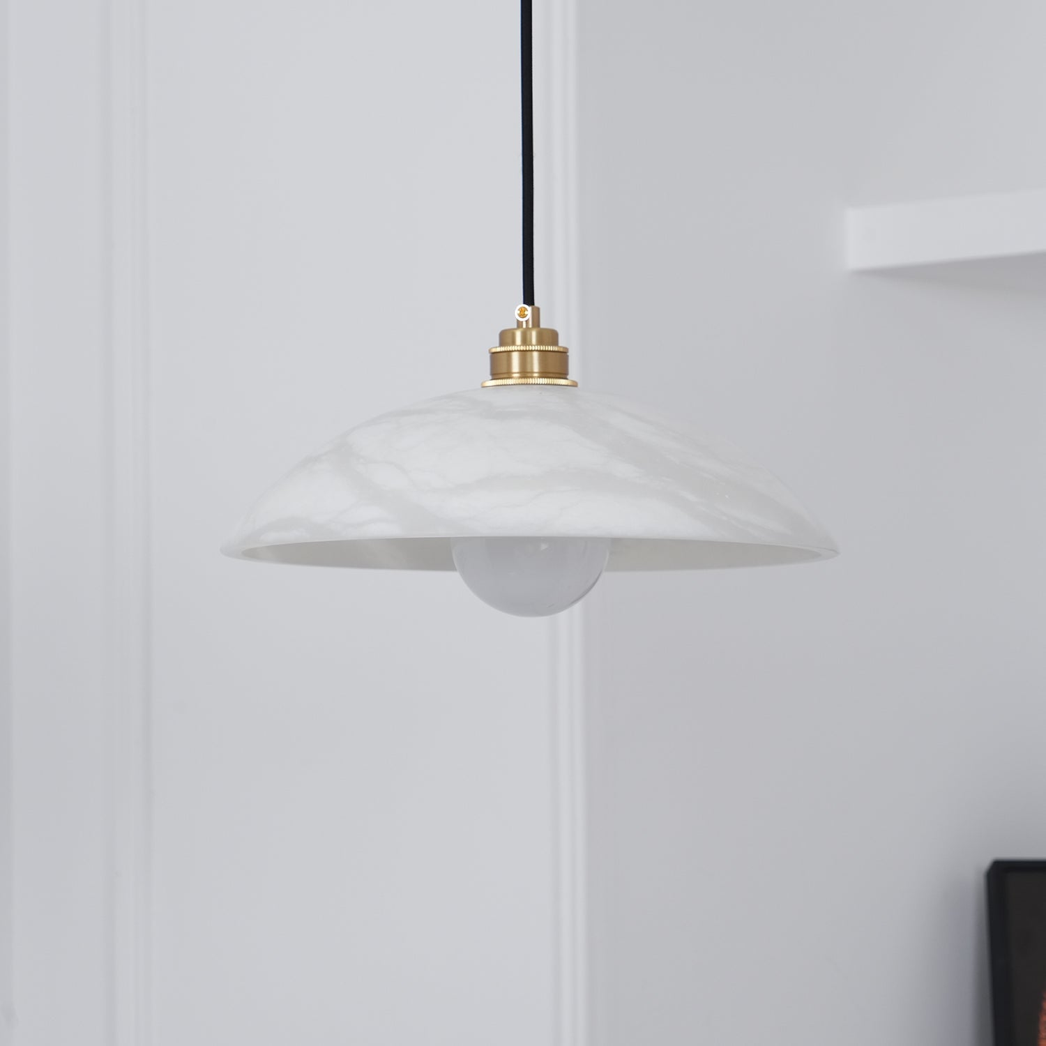Delin Dome Pendant Light Alabaster &Brass - Lamp Copper