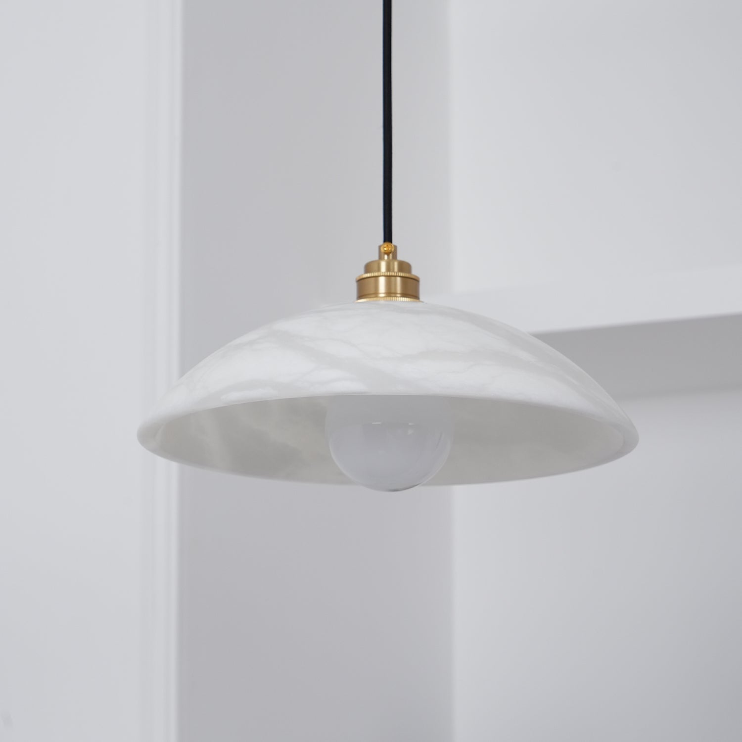Delin Dome Pendant Light Alabaster &Brass - Lamp Copper