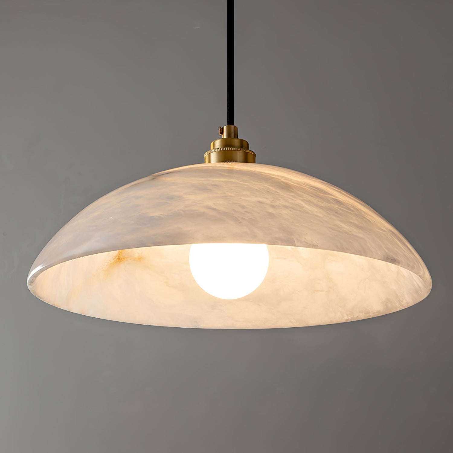 Delin Dome Pendant Light Alabaster &Brass - Lamp Copper