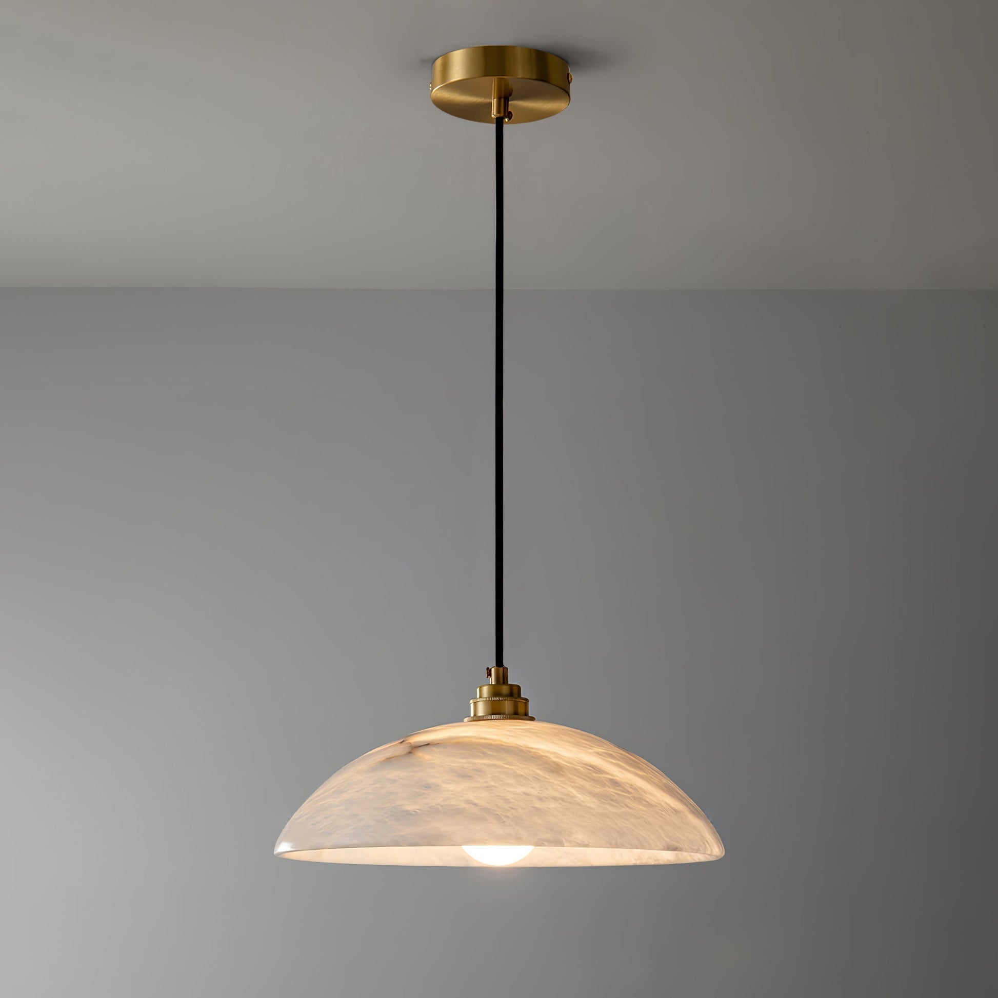 Delin Dome Pendant Light Alabaster &Brass - Lamp Copper