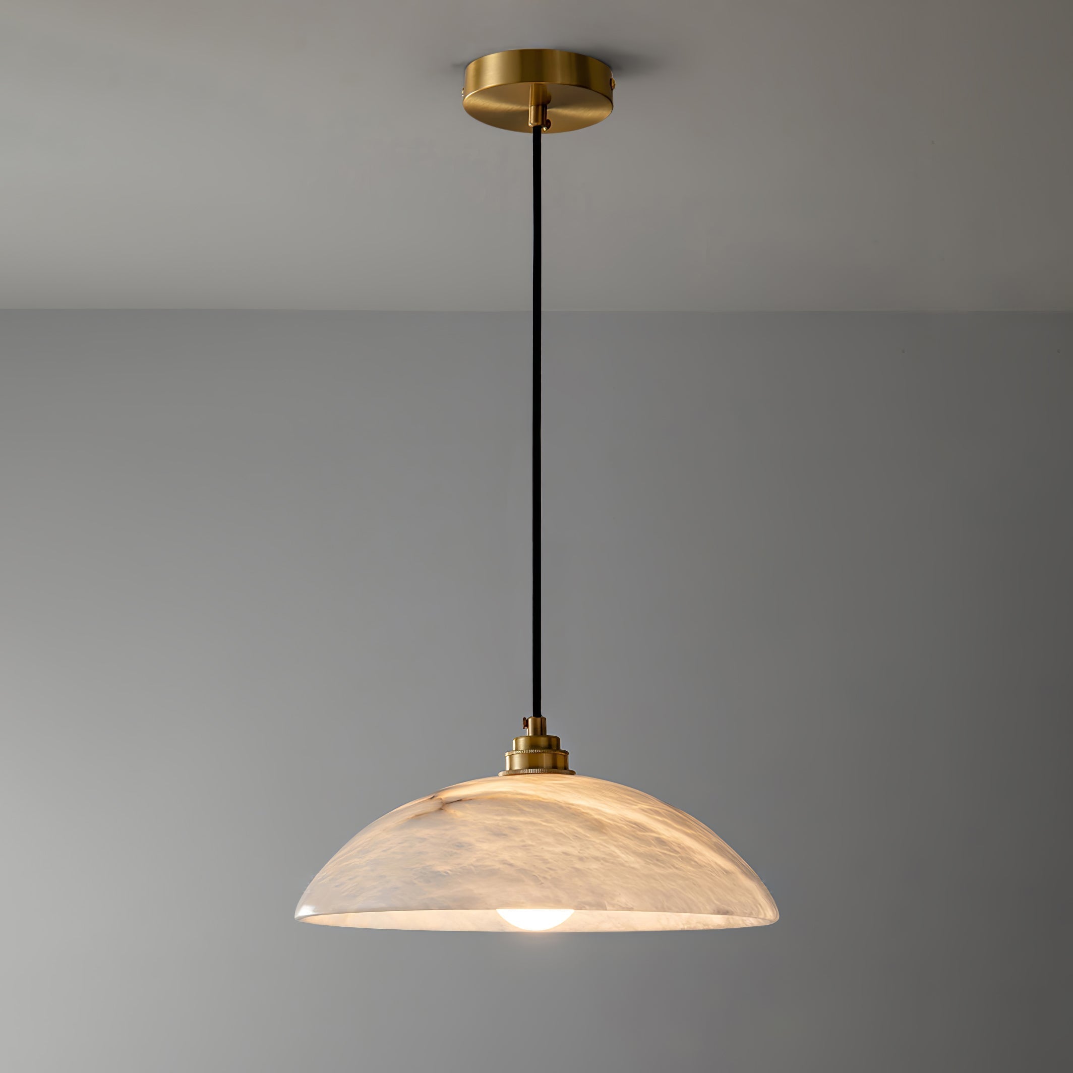 Delin Dome Pendant Light Alabaster &Brass - Lamp Copper