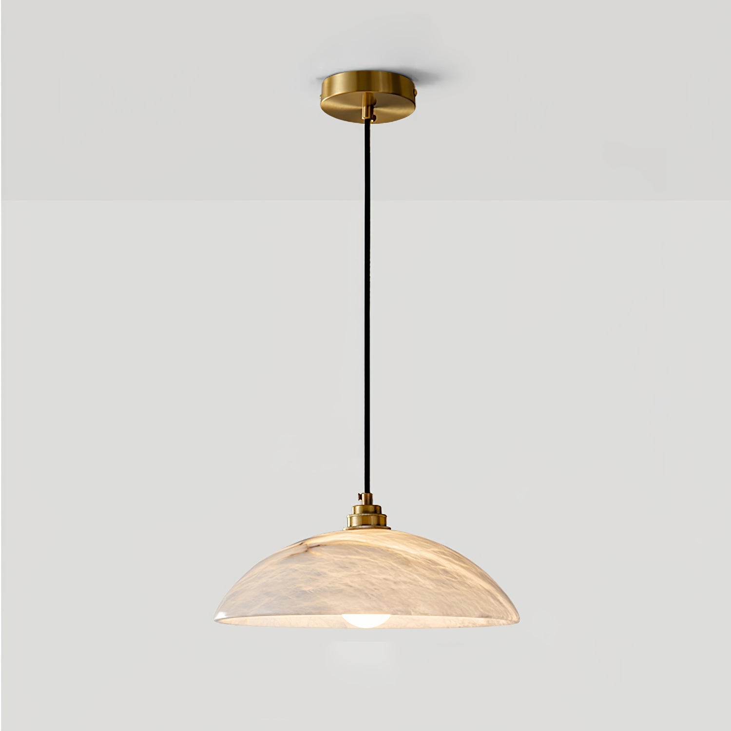 Delin Dome Pendant Light Alabaster &Brass - Lamp Copper