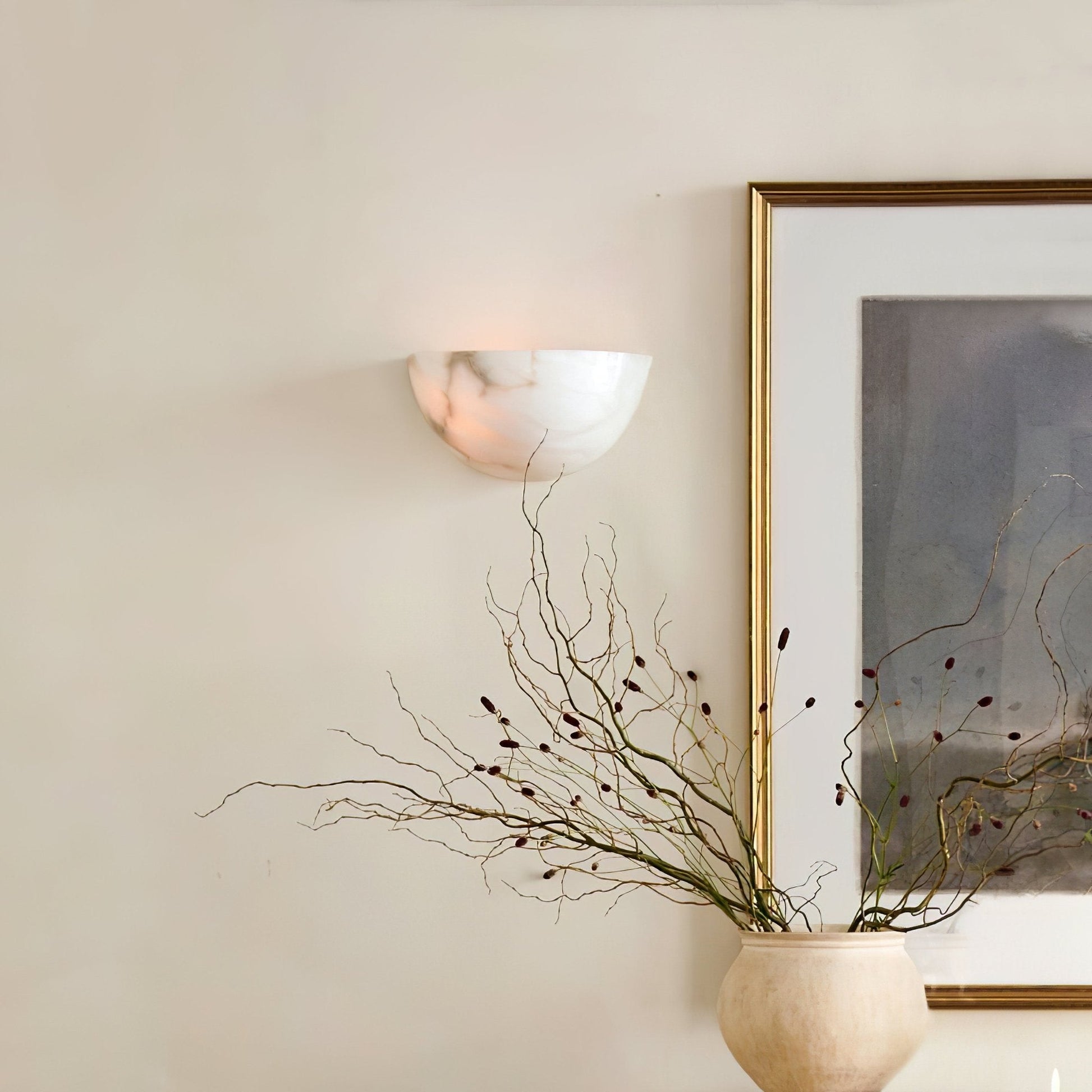 Selene Half-moon Alabaster Wall Light - Lamp Copper