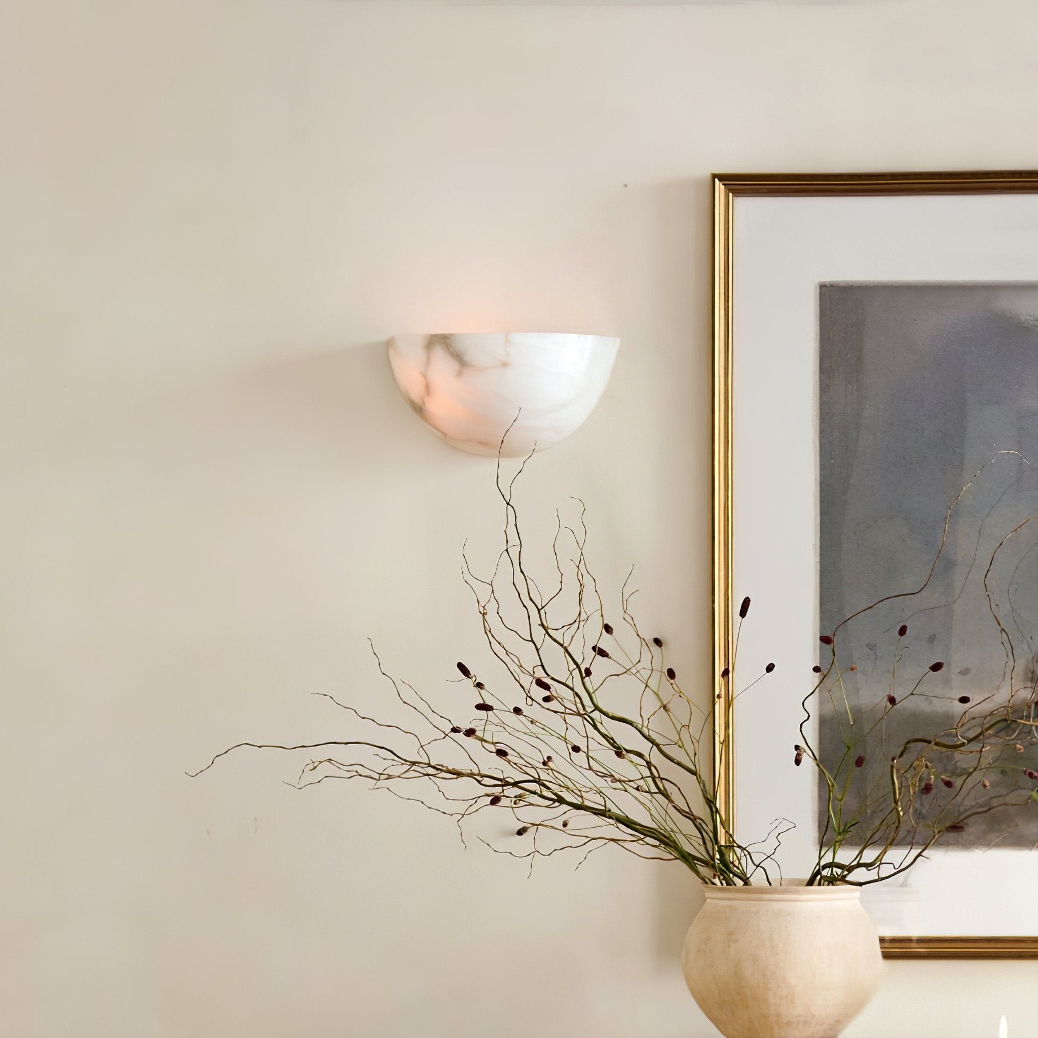 Selene Half-moon Alabaster Wall Light - Lamp Copper