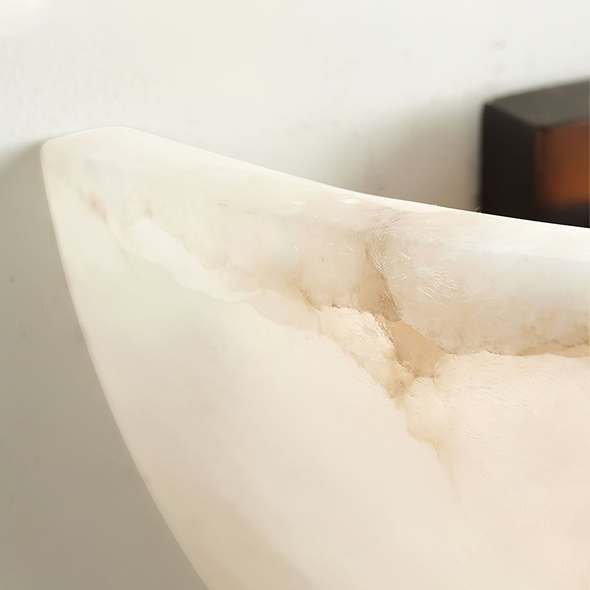 Selene Half-moon Alabaster Wall Light - Lamp Copper